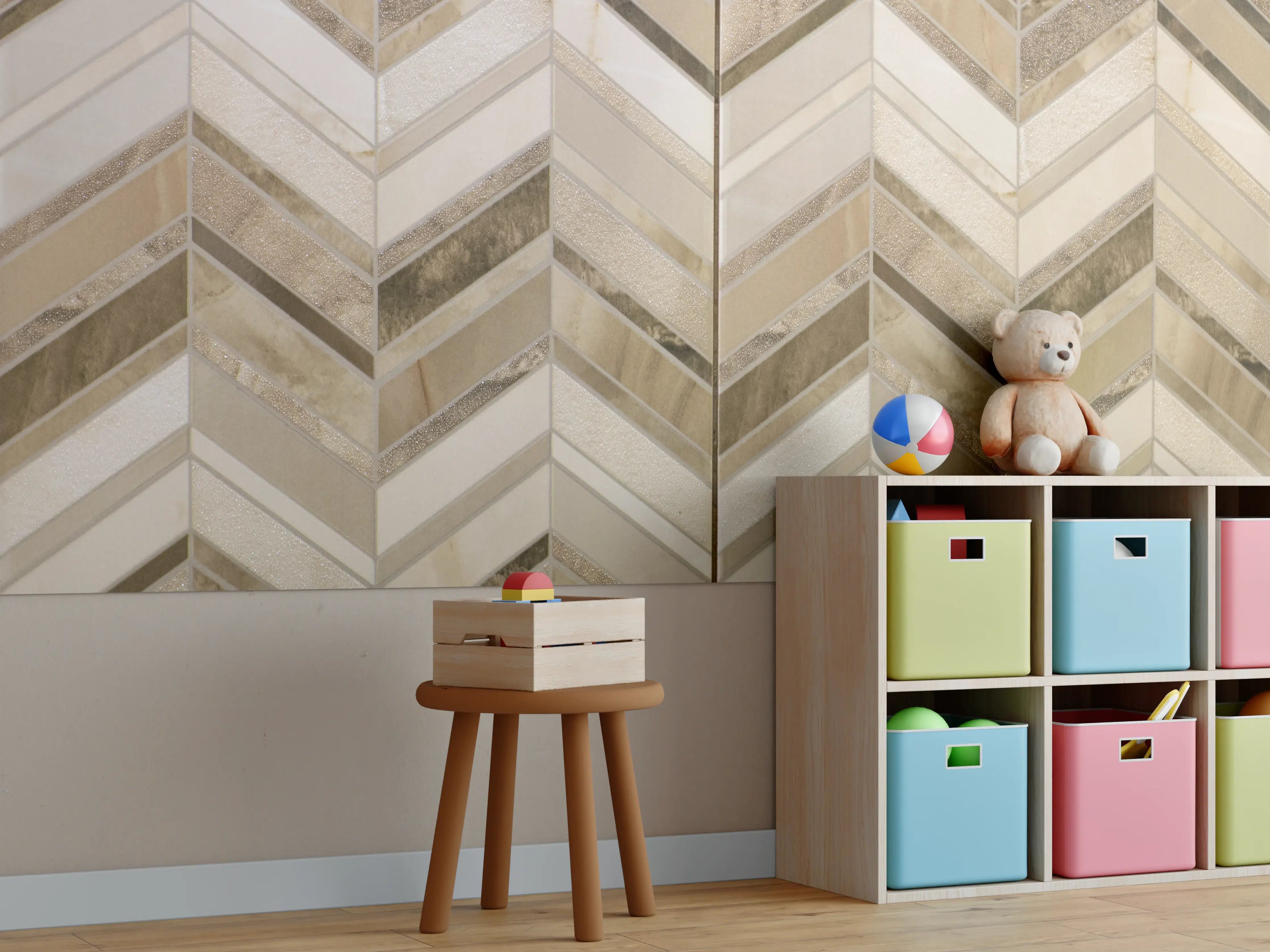 Kinderzimmer Wandgestaltung - Moderne Beige-Creme Wandfliesen