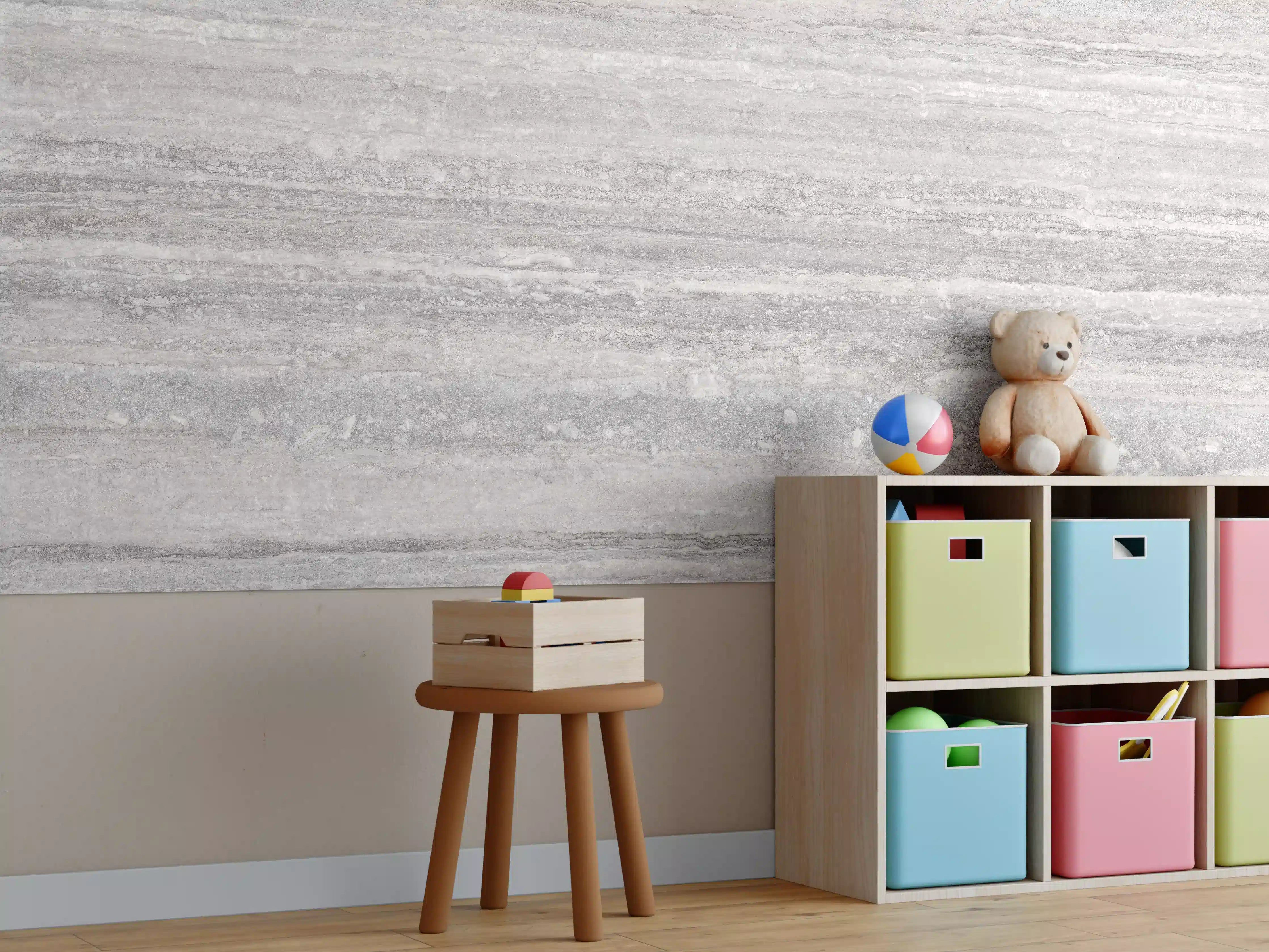 Kinderzimmer Wandgestaltung - Moderne Betonstruktur in Grau