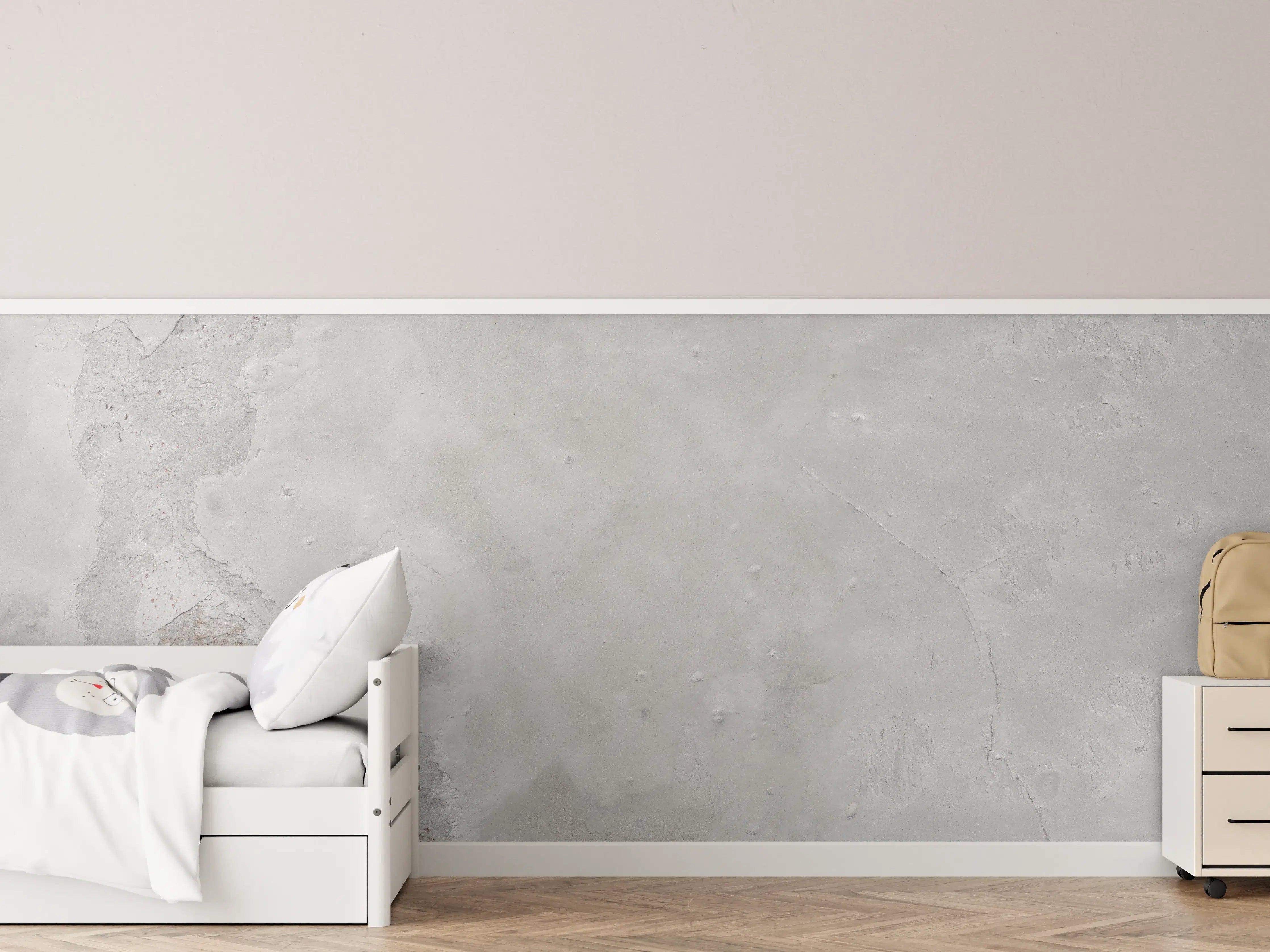 Kinderzimmer Wandgestaltung - Moderne Betonstruktur in Grau mit feiner Textur