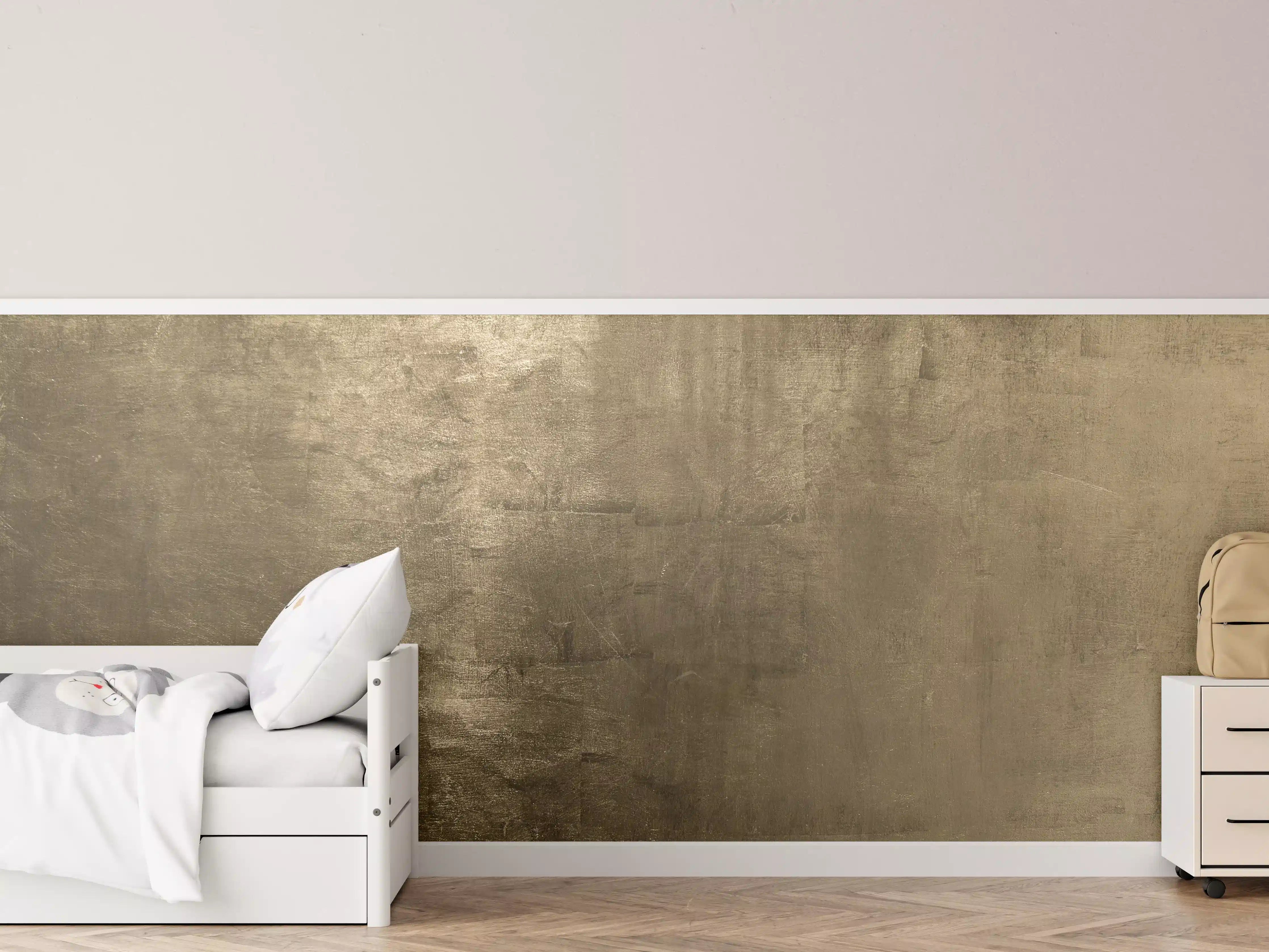Kinderzimmer Wandgestaltung - Moderne Betonwand mit goldenen Akzenten