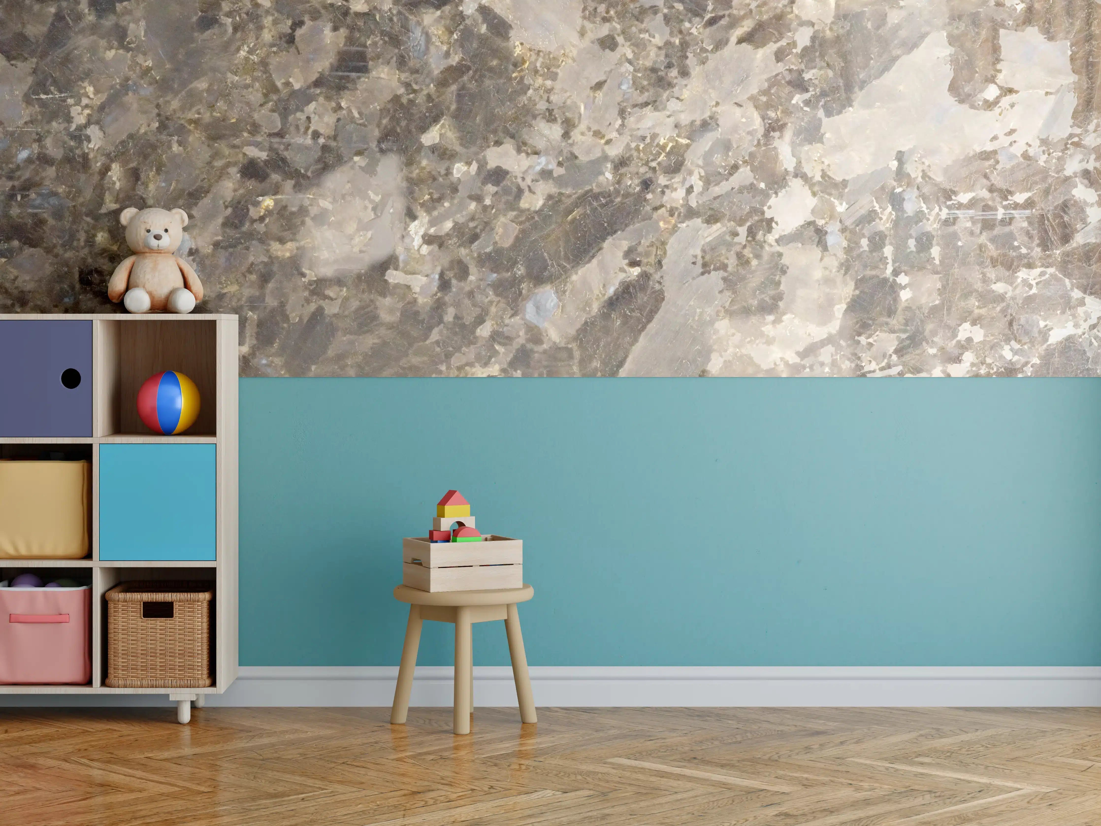 Kinderzimmer Wandgestaltung - Moderne Betonwand mit grauer Struktur