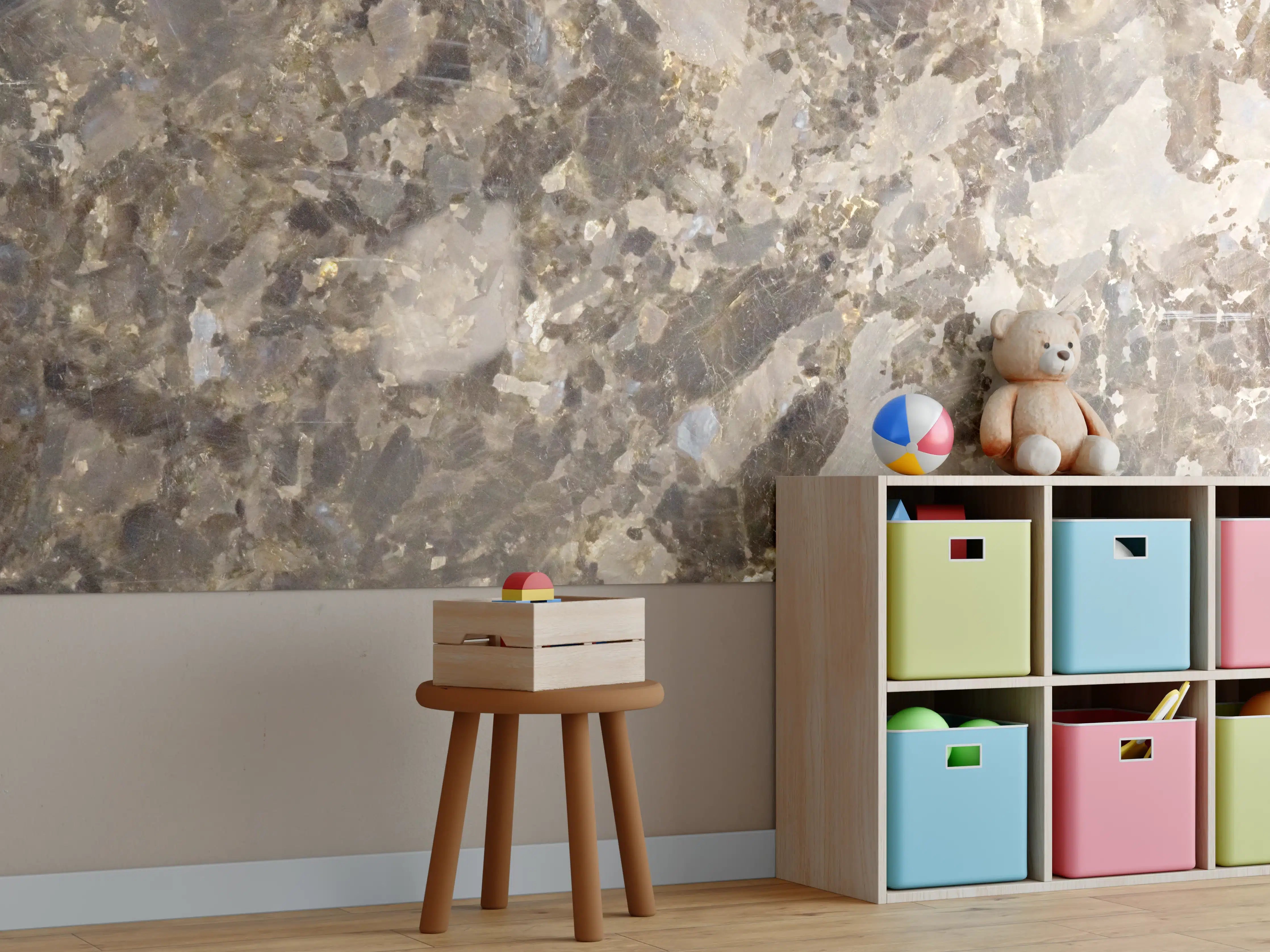 Kinderzimmer Wandgestaltung - Moderne Betonwand mit grauer Struktur
