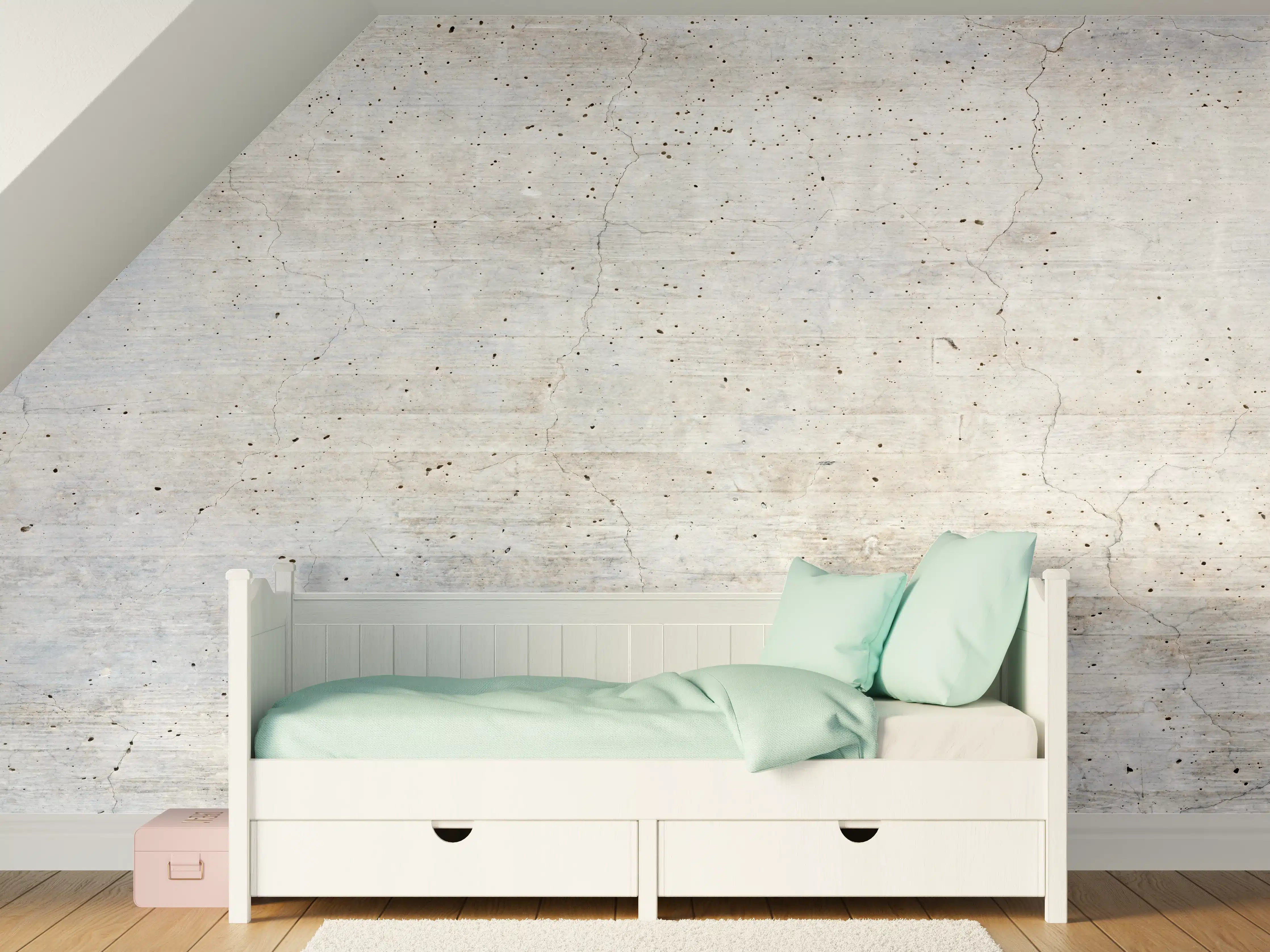 Kinderzimmer Wandgestaltung - Moderne Betonwand mit hellem, neutralen Struktur