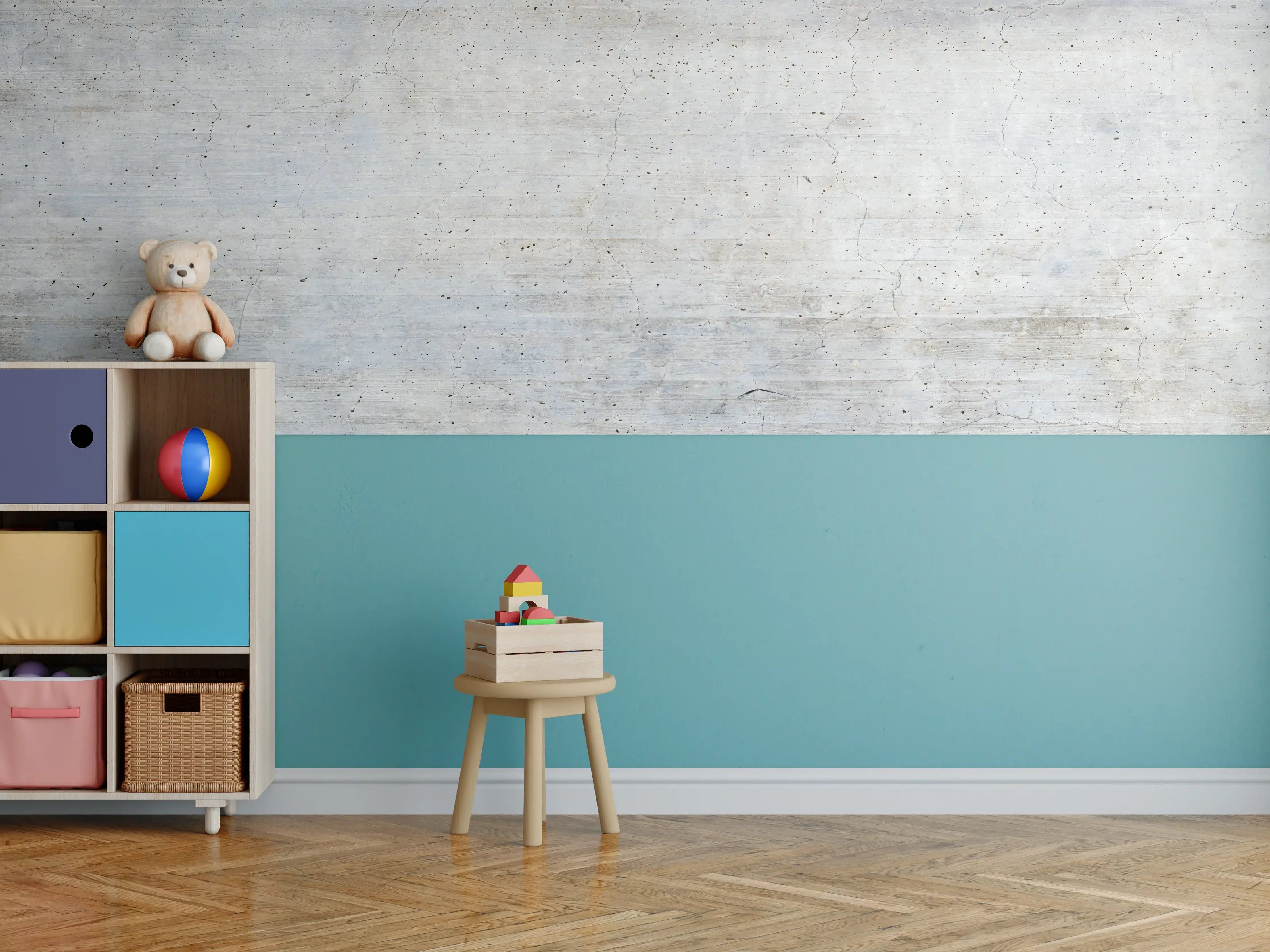 Kinderzimmer Wandgestaltung - Moderne Betonwand mit hellem, neutralen Struktur