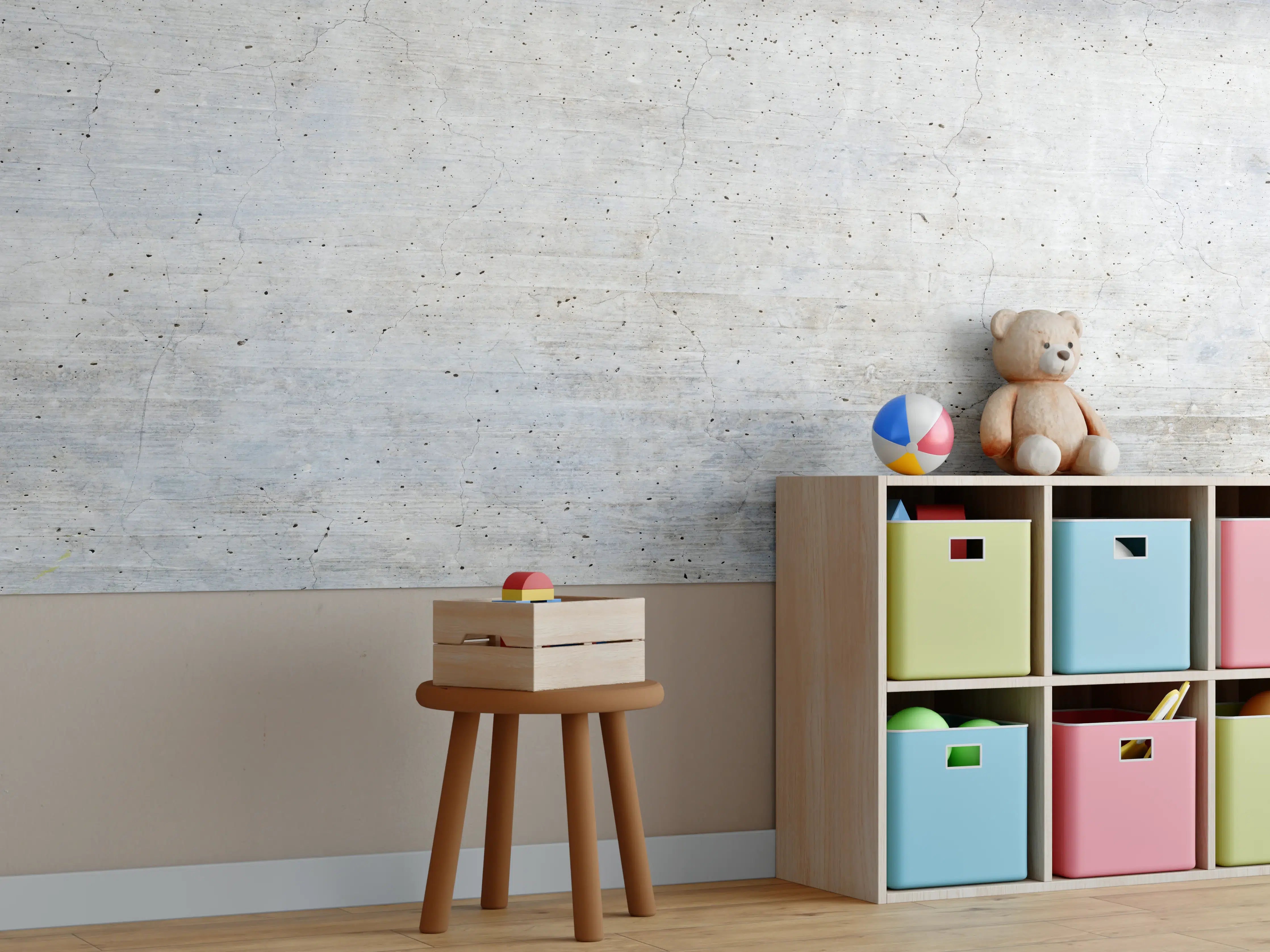 Kinderzimmer Wandgestaltung - Moderne Betonwand mit hellem, neutralen Struktur