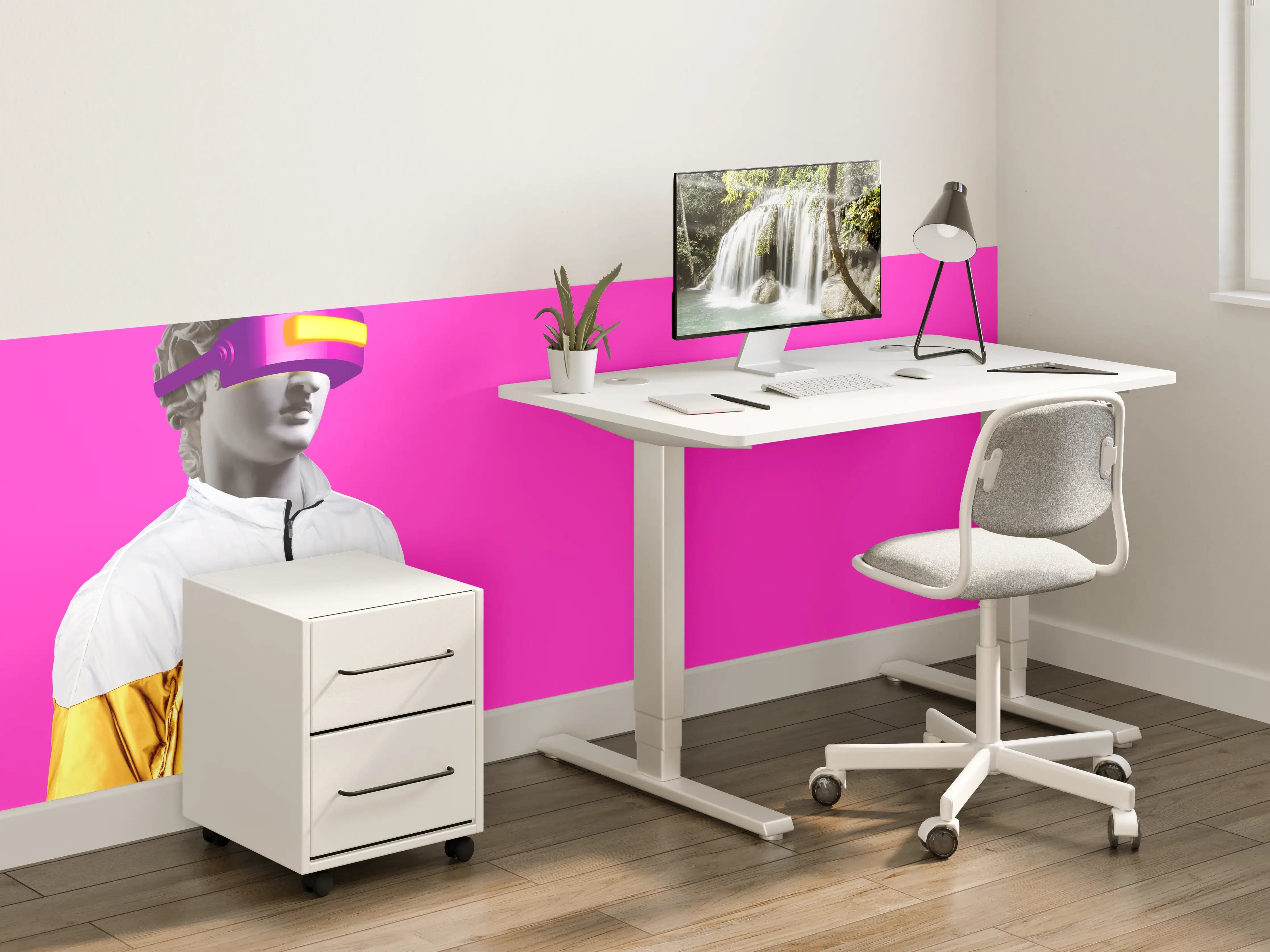 Kinderzimmer Wandgestaltung - Moderne Darstellung - VR Brille auf lila Hintergrund