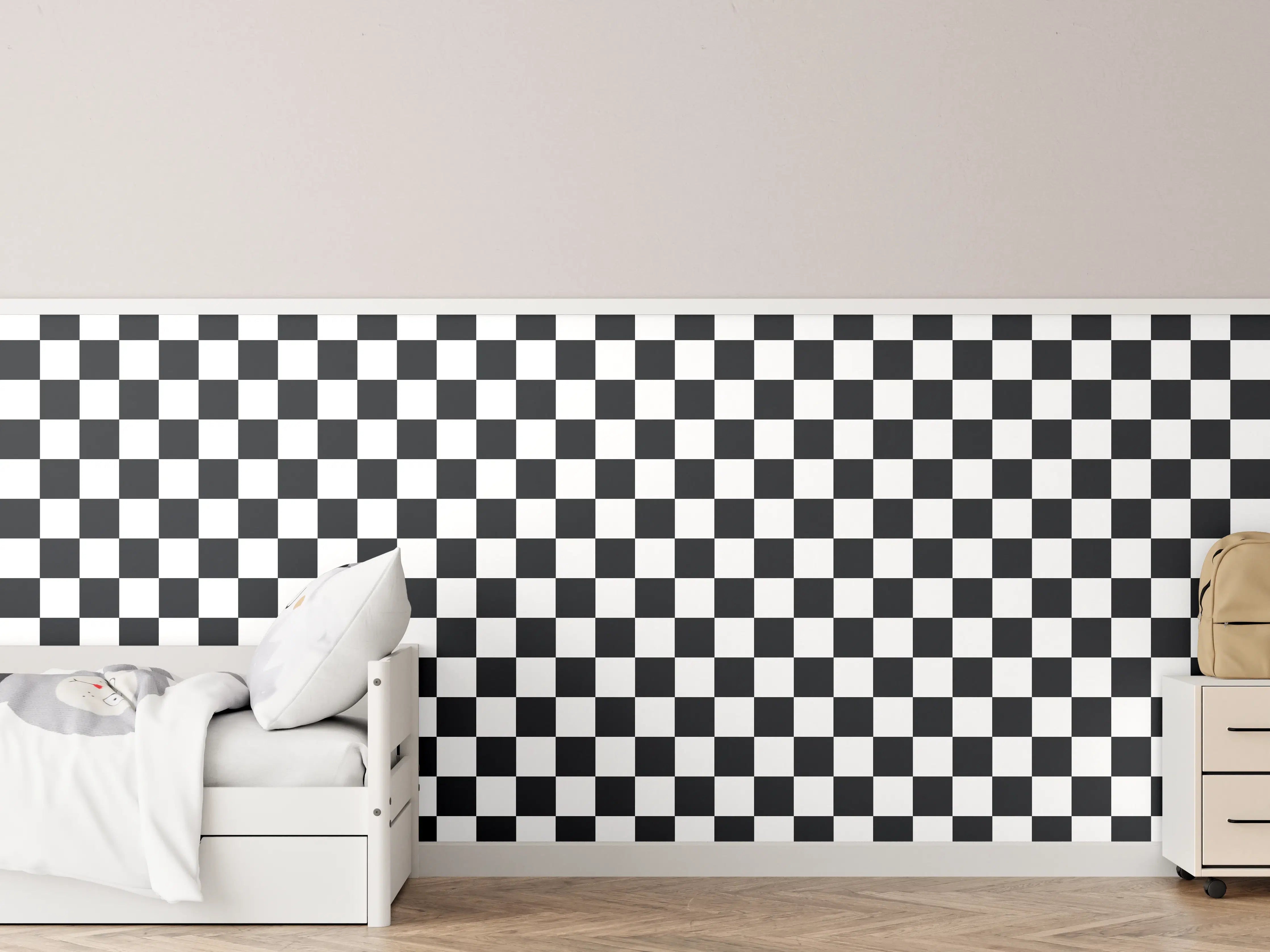 Kinderzimmer Wandgestaltung - Moderne Fliesen in Schwarz-Weiß-Design