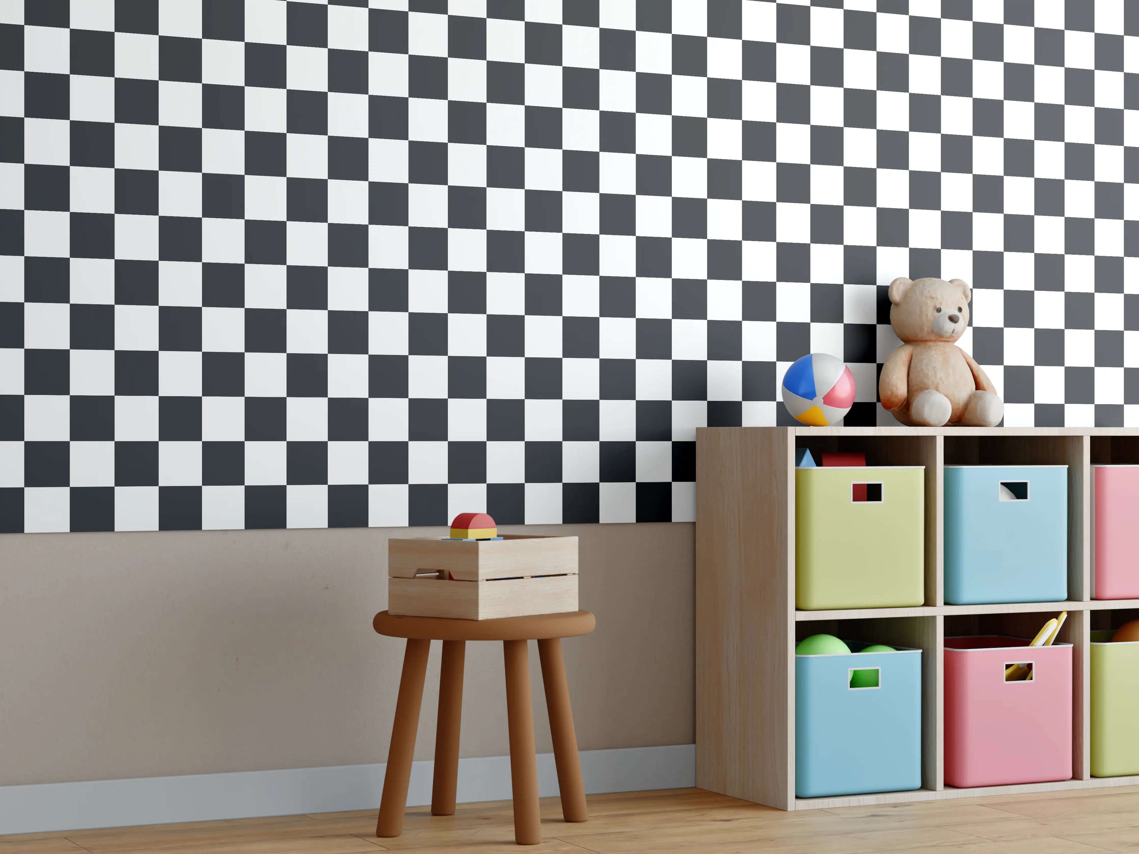 Kinderzimmer Wandgestaltung - Moderne Fliesen in Schwarz-Weiß-Design