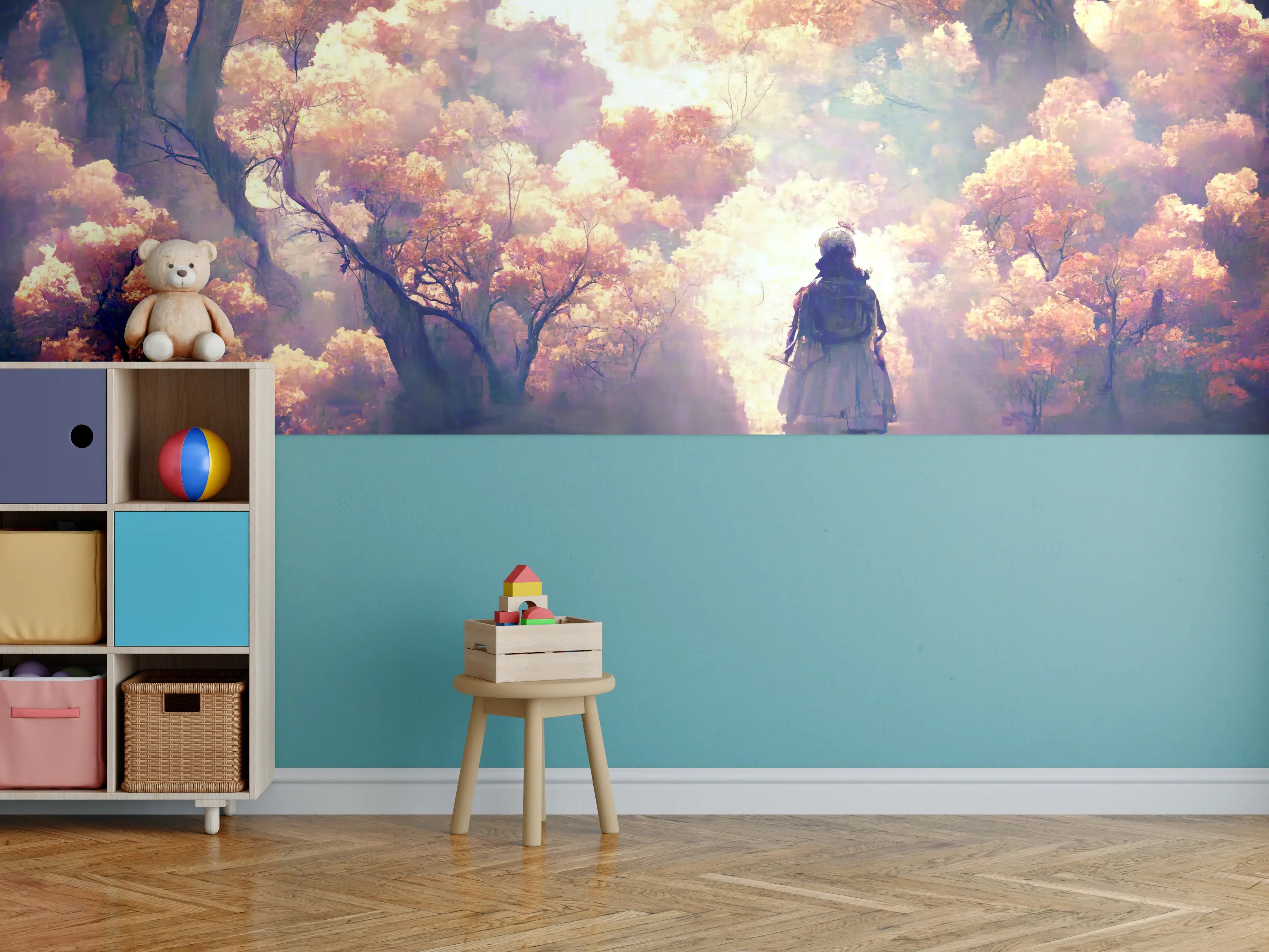 Kinderzimmer Wandgestaltung - Moderne Kunst - Person in den Wäldern