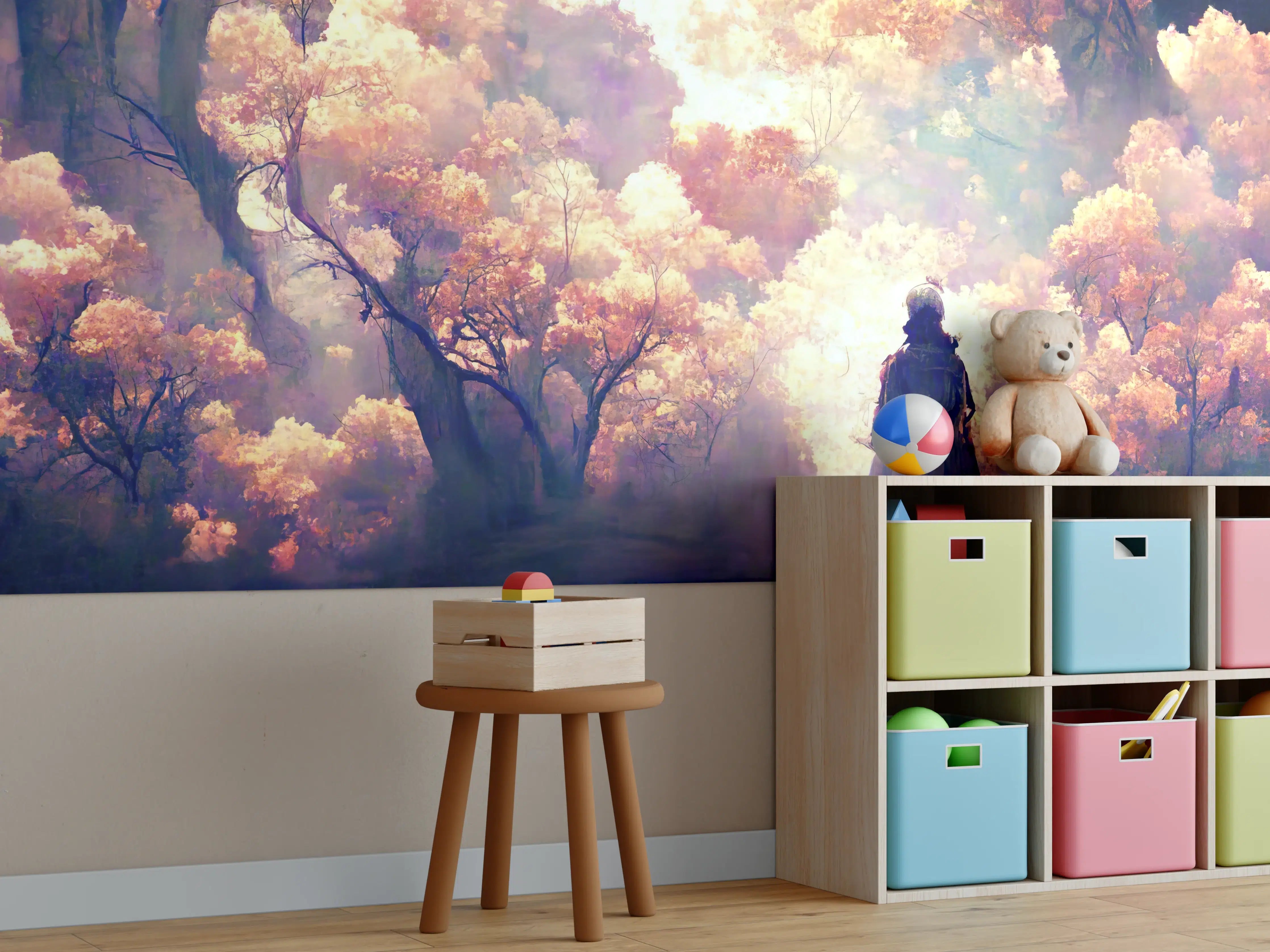 Kinderzimmer Wandgestaltung - Moderne Kunst - Person in den Wäldern