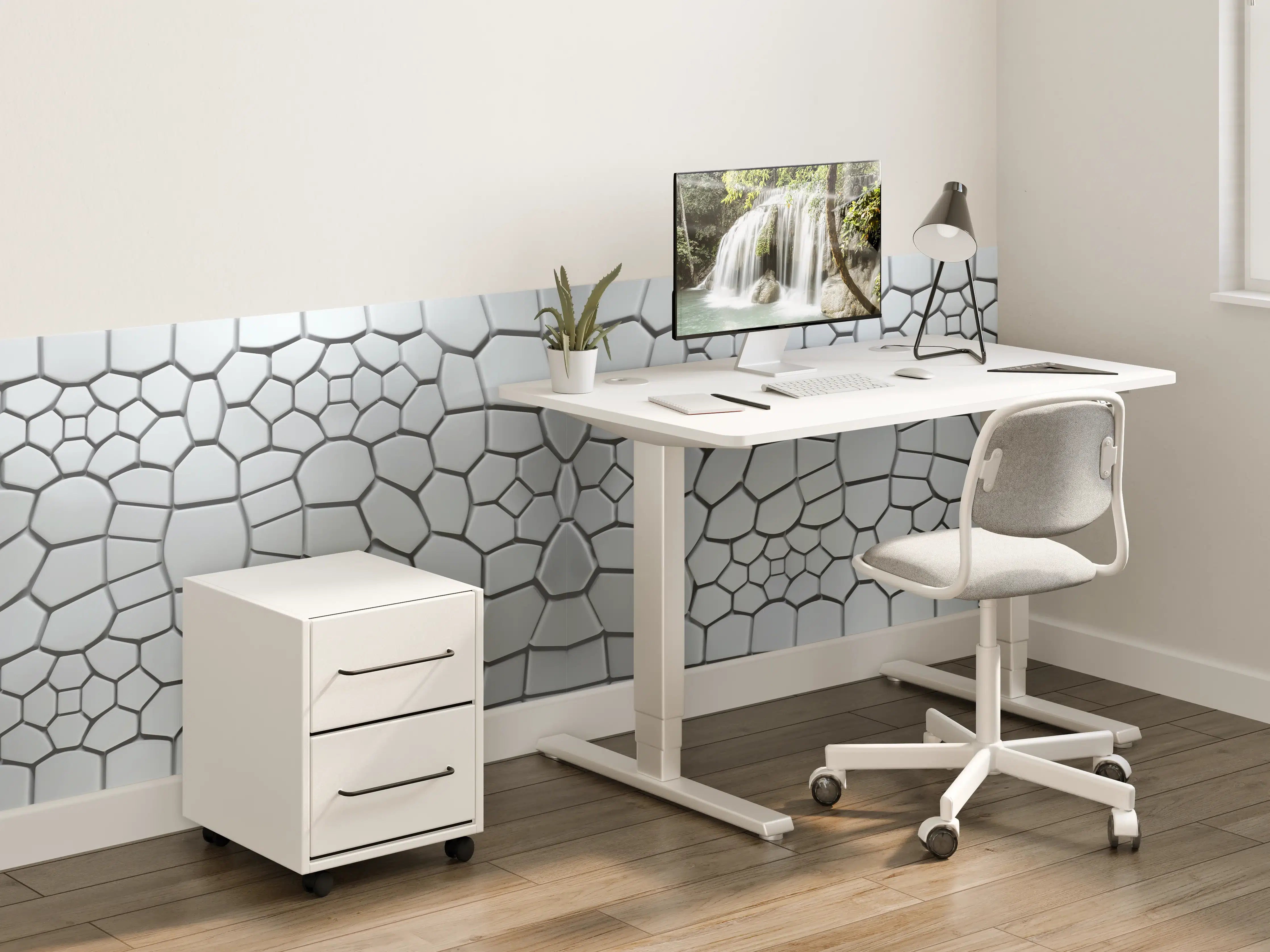 Kinderzimmer Wandgestaltung - Moderne Mauer mit geometrischem Muster in Grau