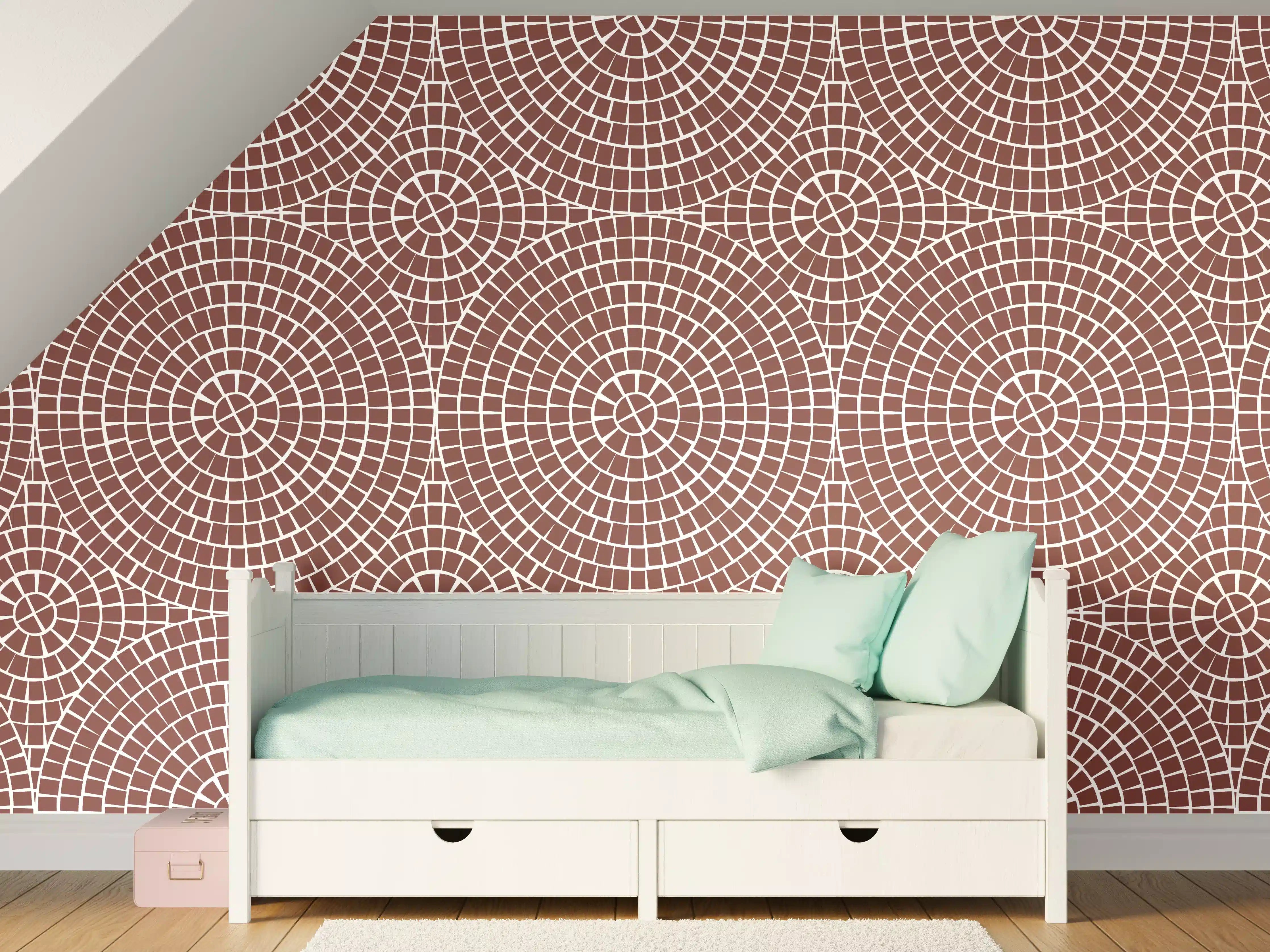 Kinderzimmer Wandgestaltung - Moderne Mosaik-Muster in Braun