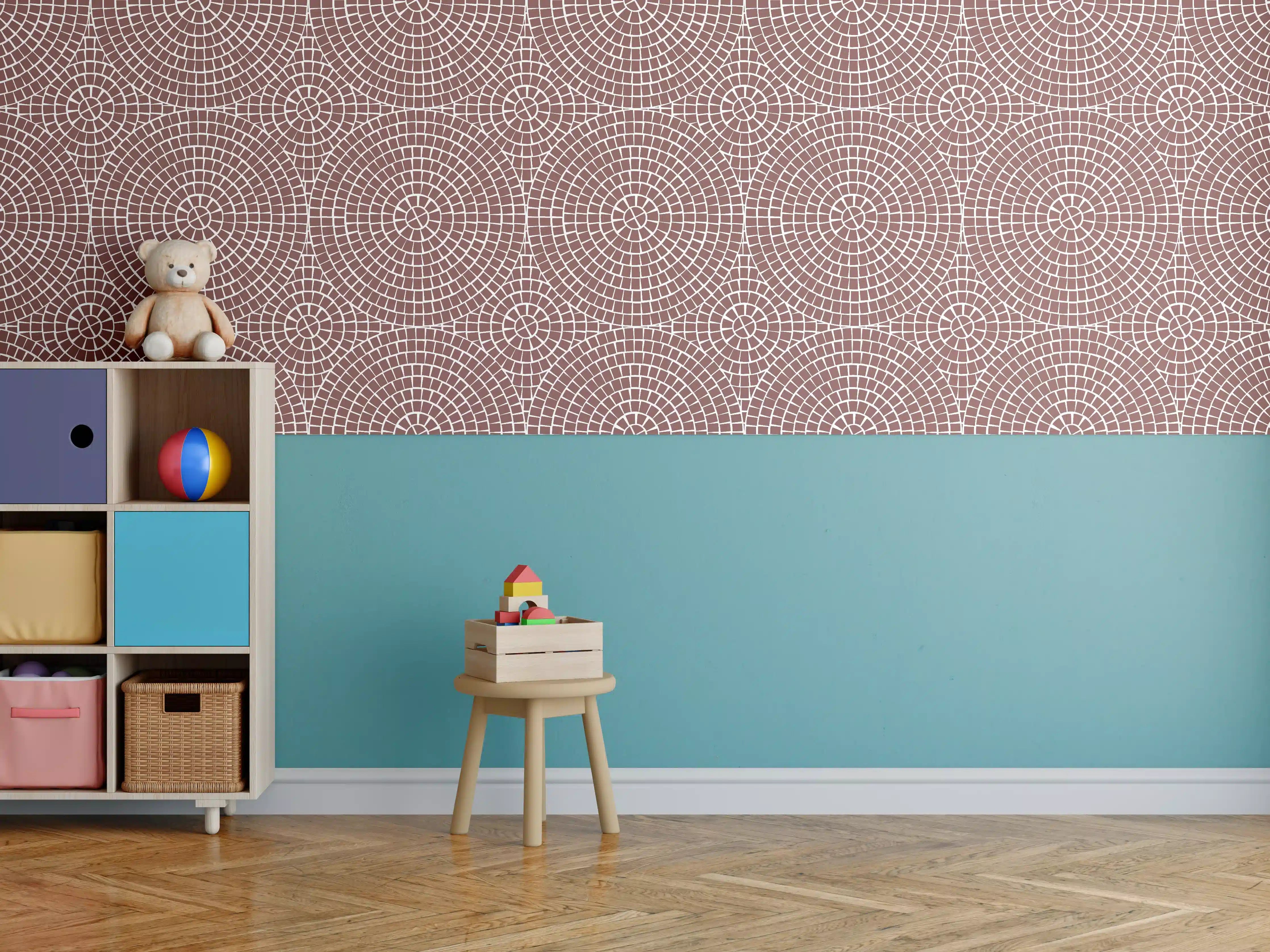 Kinderzimmer Wandgestaltung - Moderne Mosaik-Muster in Braun