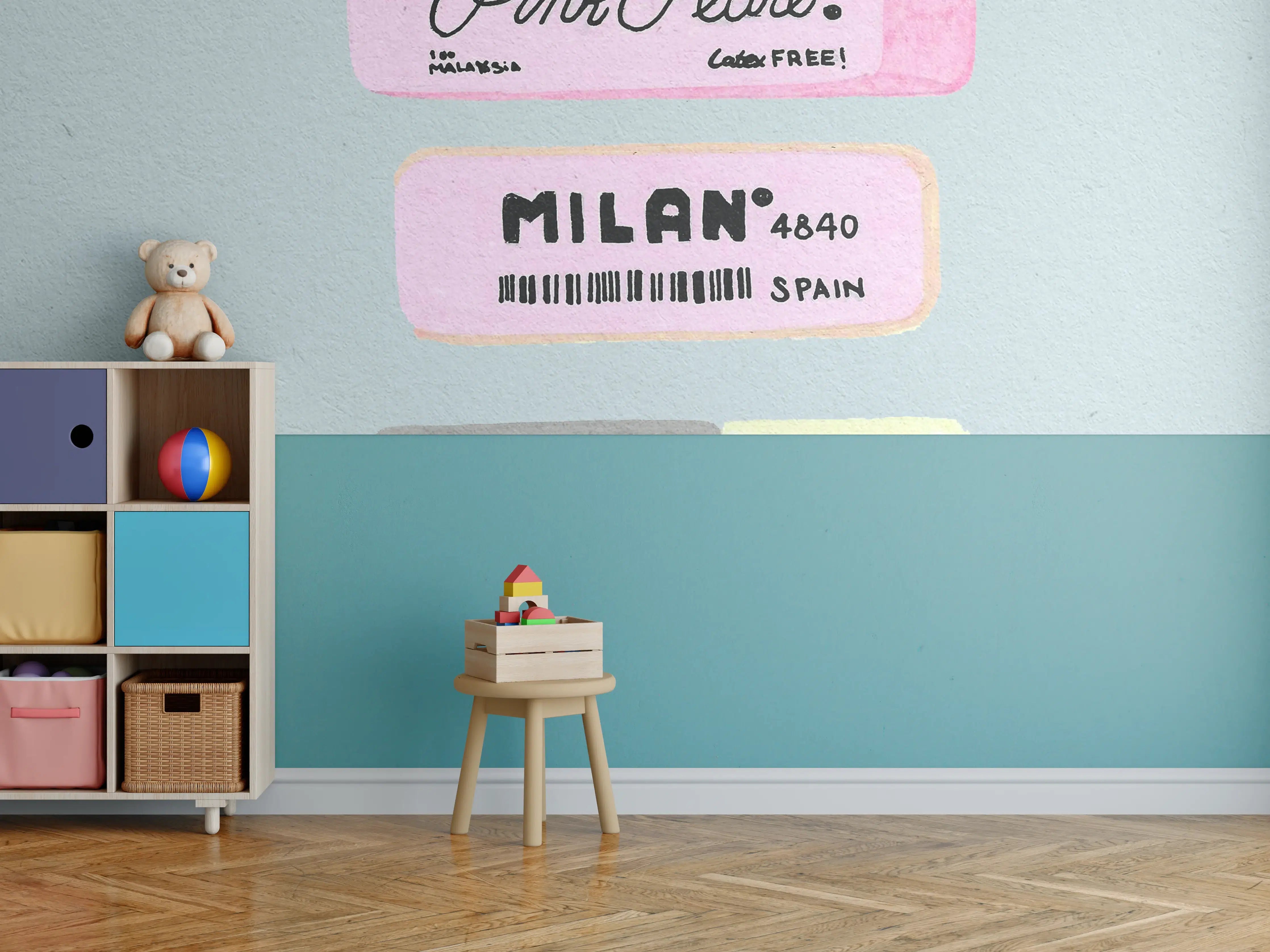 Kinderzimmer Wandgestaltung - Moderne Radiergummis - Pastellfarben