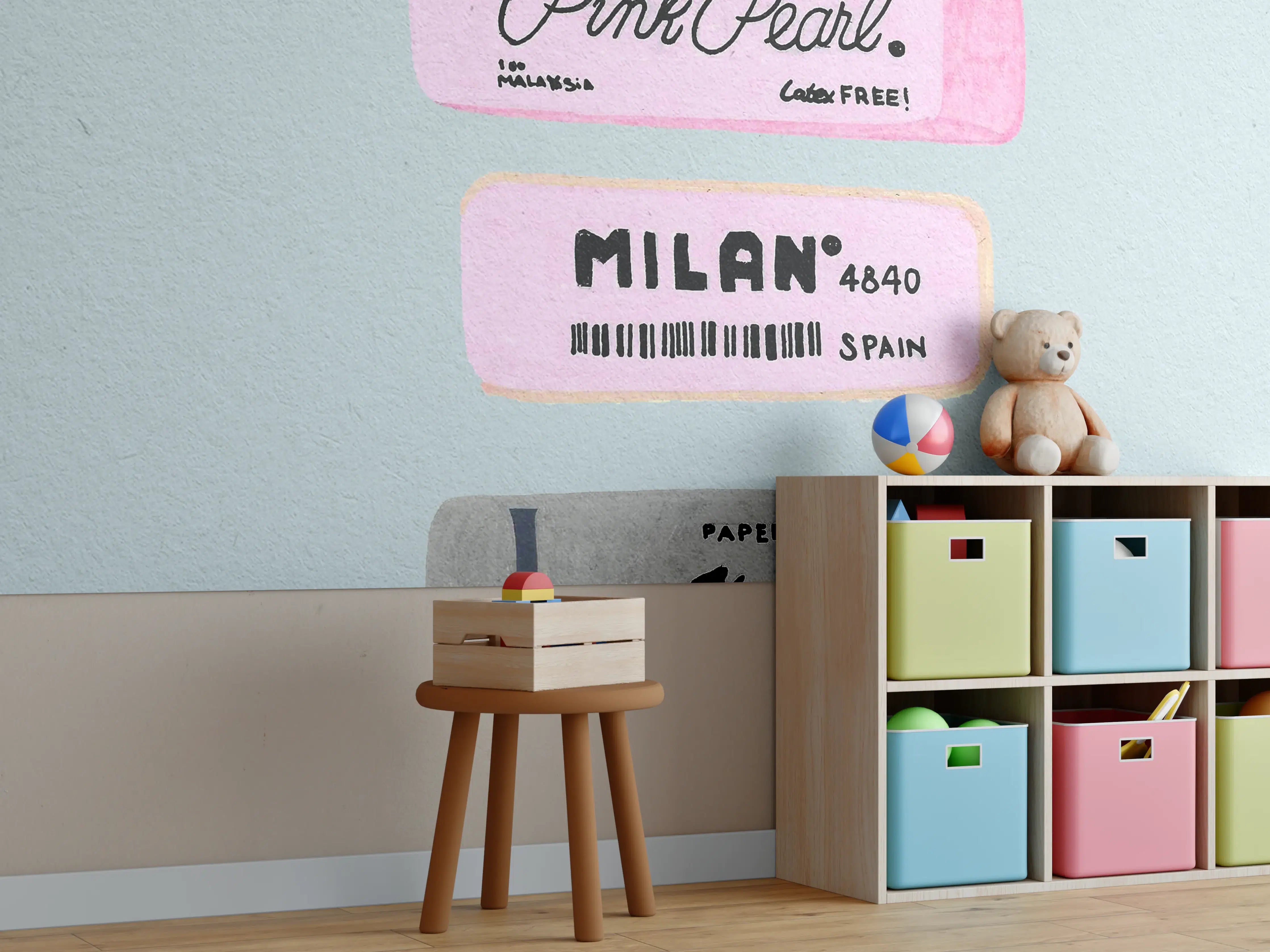 Kinderzimmer Wandgestaltung - Moderne Radiergummis - Pastellfarben
