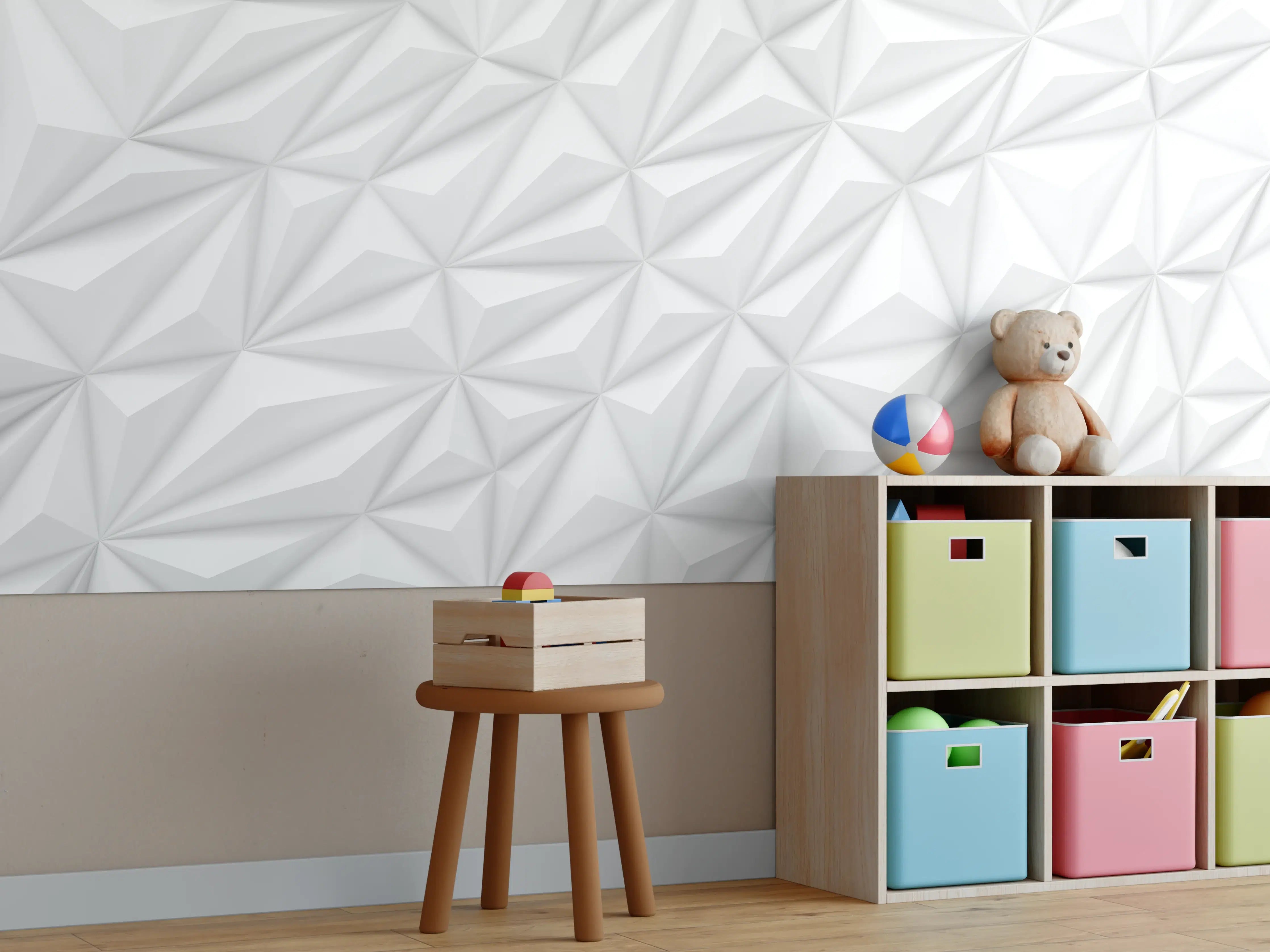 Kinderzimmer Wandgestaltung - Moderne Textur - Weiß