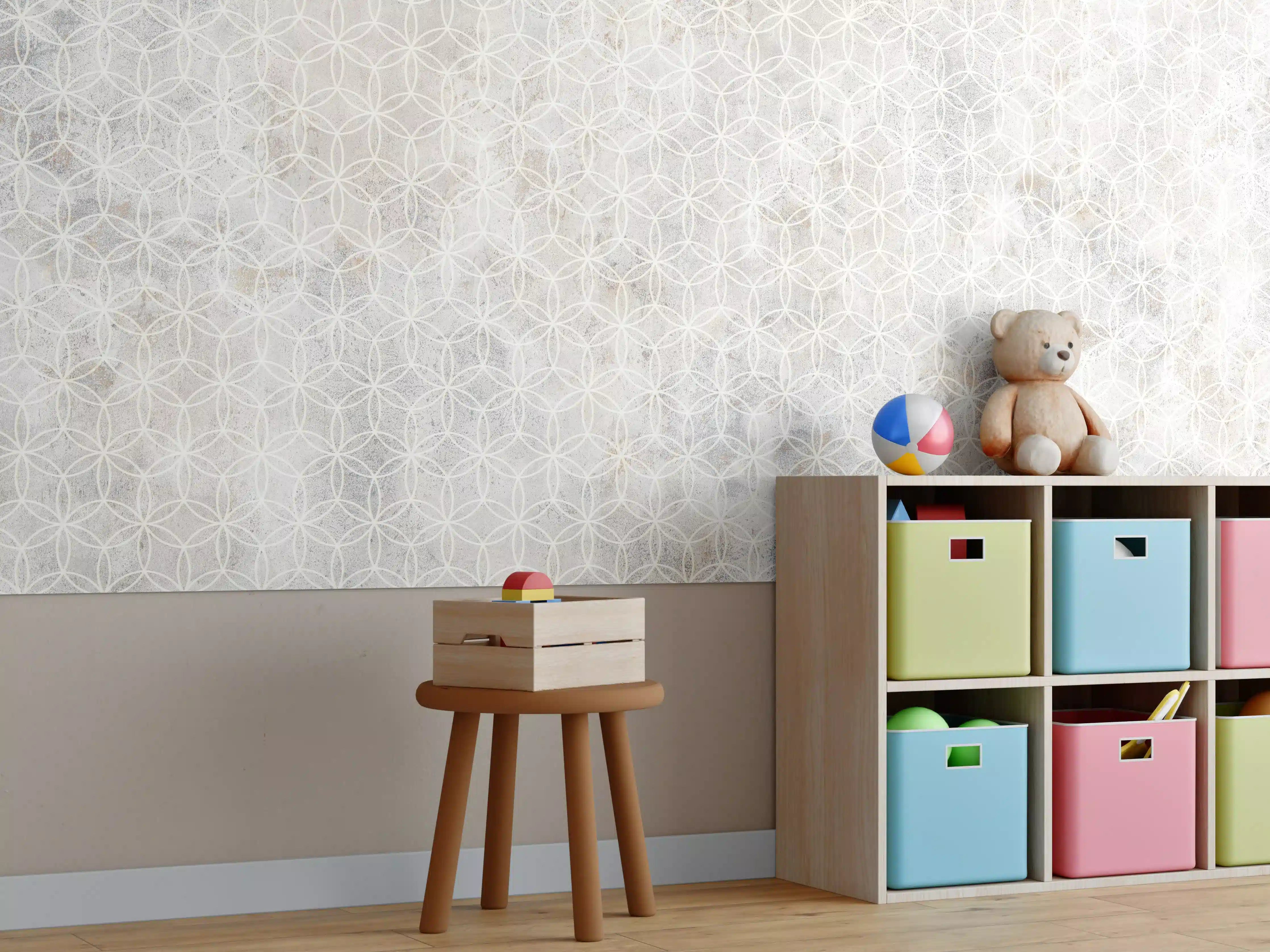 Kinderzimmer Wandgestaltung - Moderne Wandgestaltung in Weiß mit Graue Akzenten