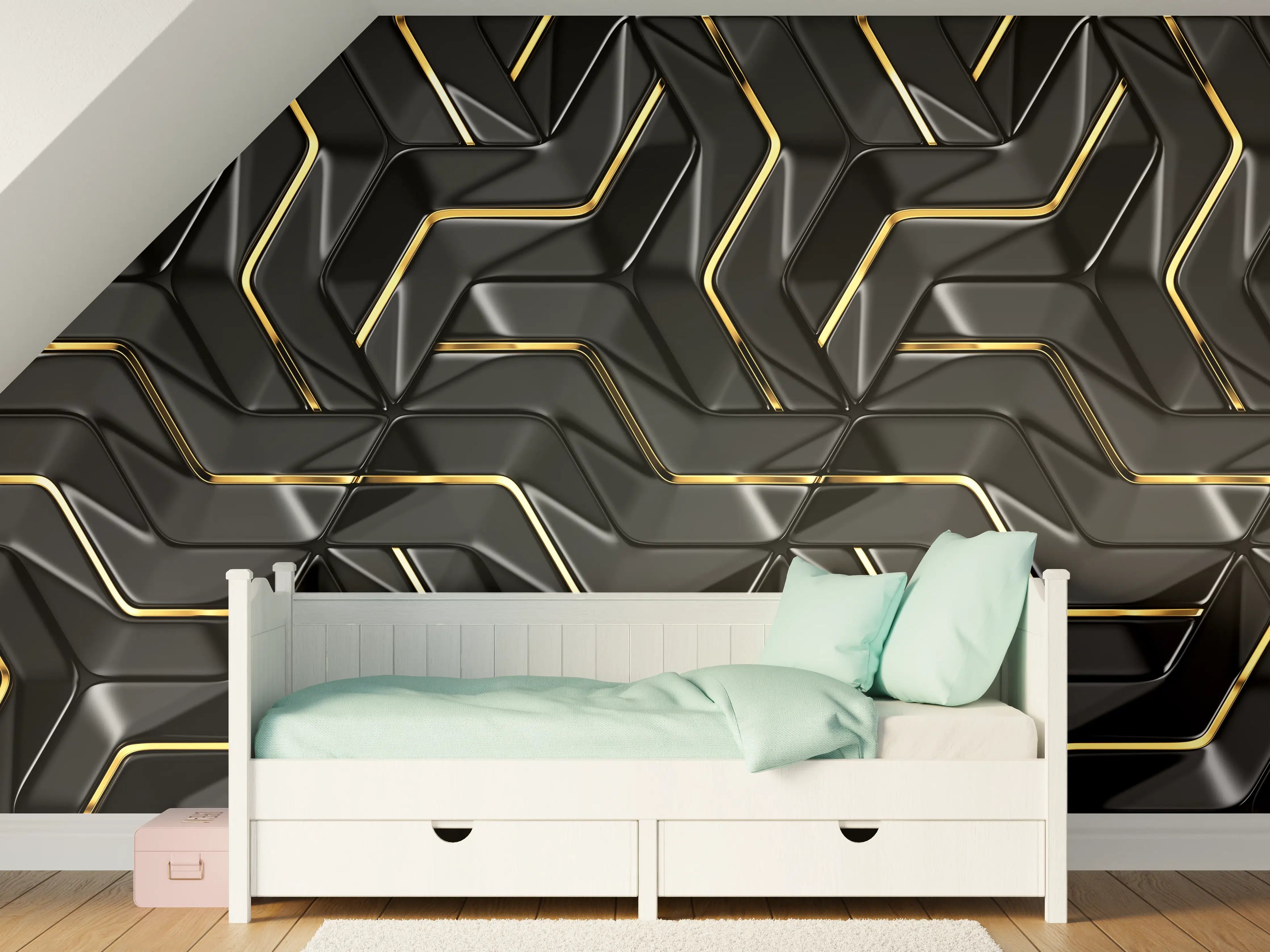 Kinderzimmer Wandgestaltung - Moderne Wandtextur - schwarz-gold