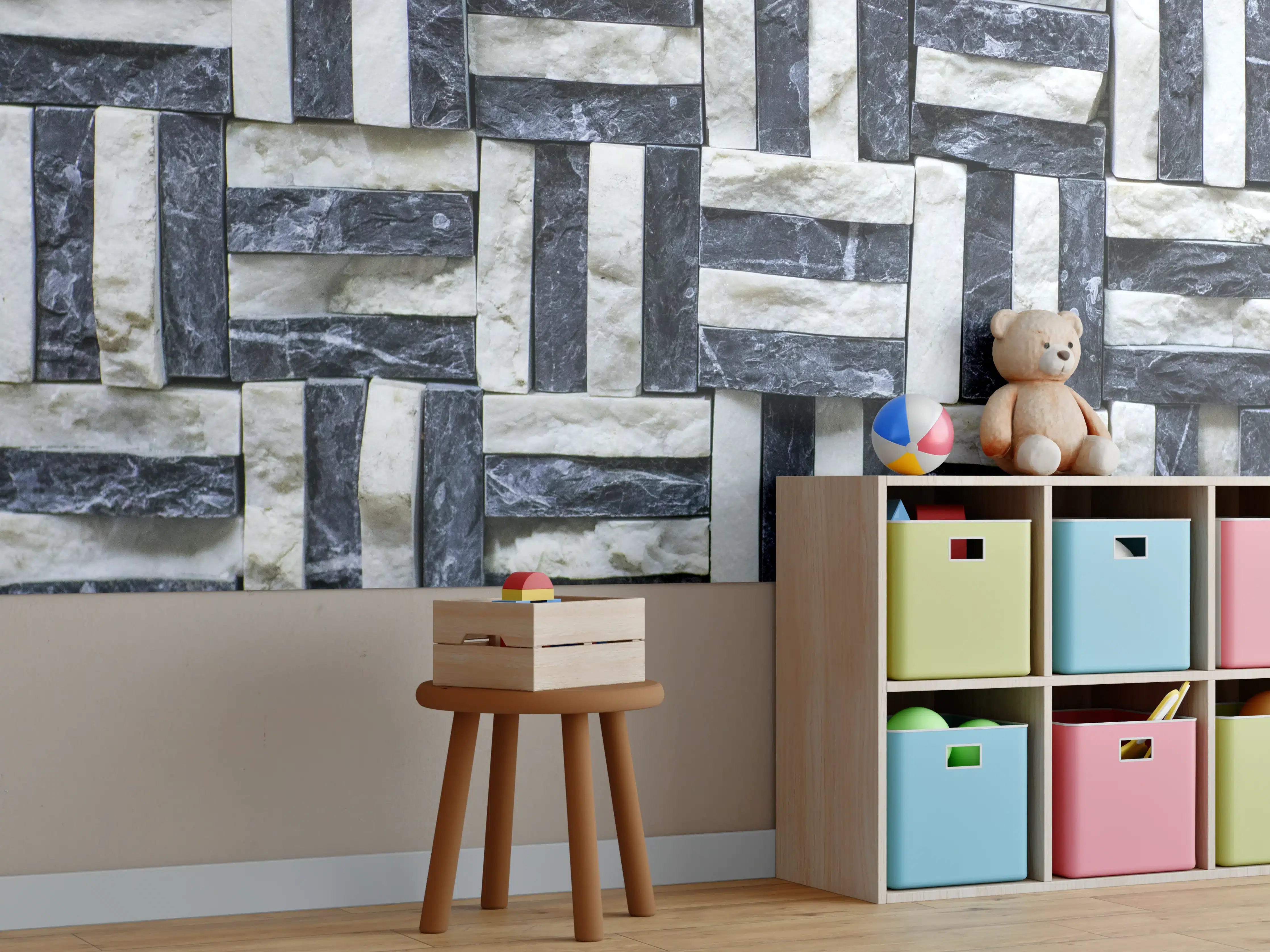 Kinderzimmer Wandgestaltung - Moderne Wandverkleidung in Schieferoptik