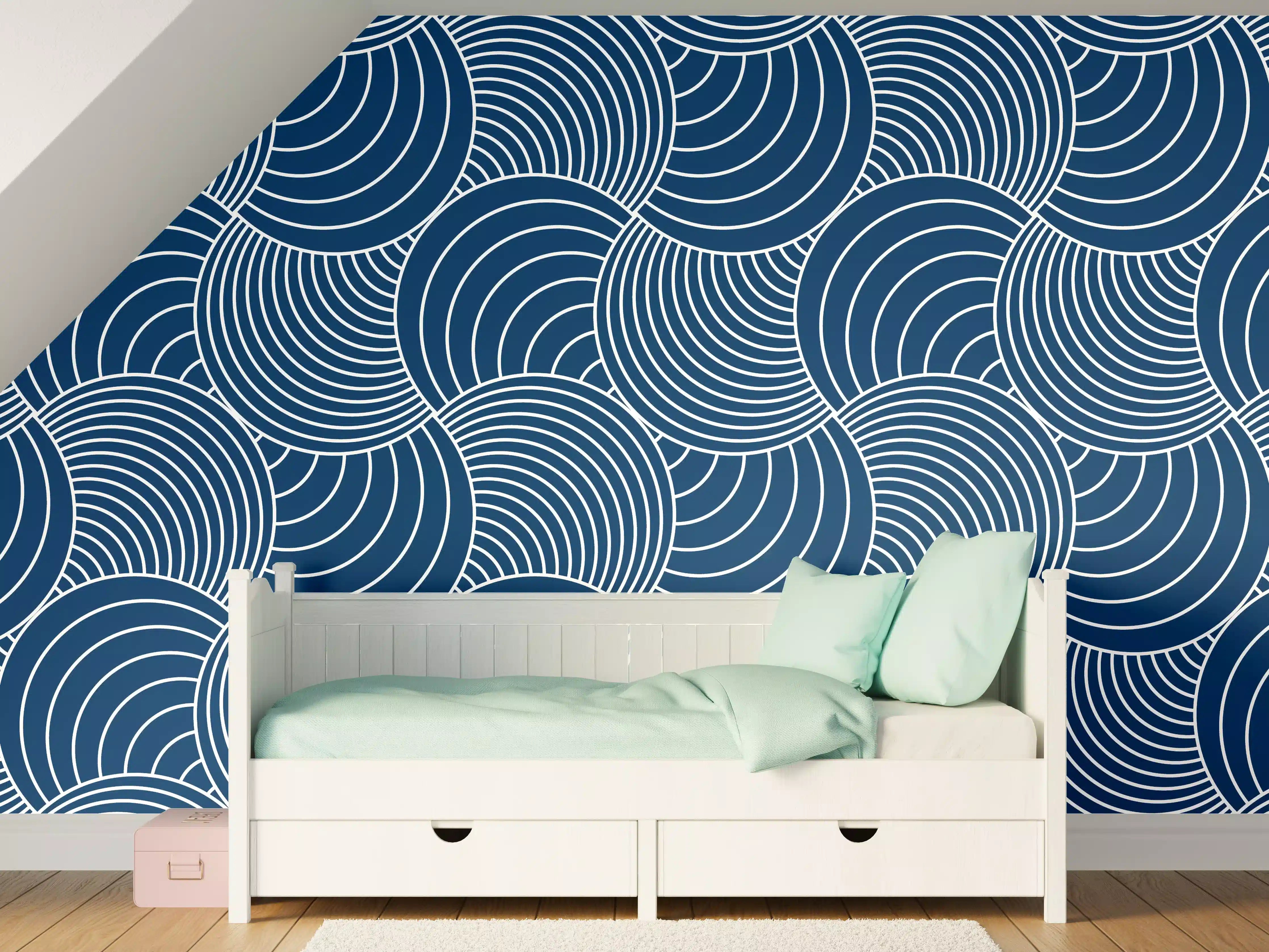Kinderzimmer Wandgestaltung - Moderne blaue Wellen