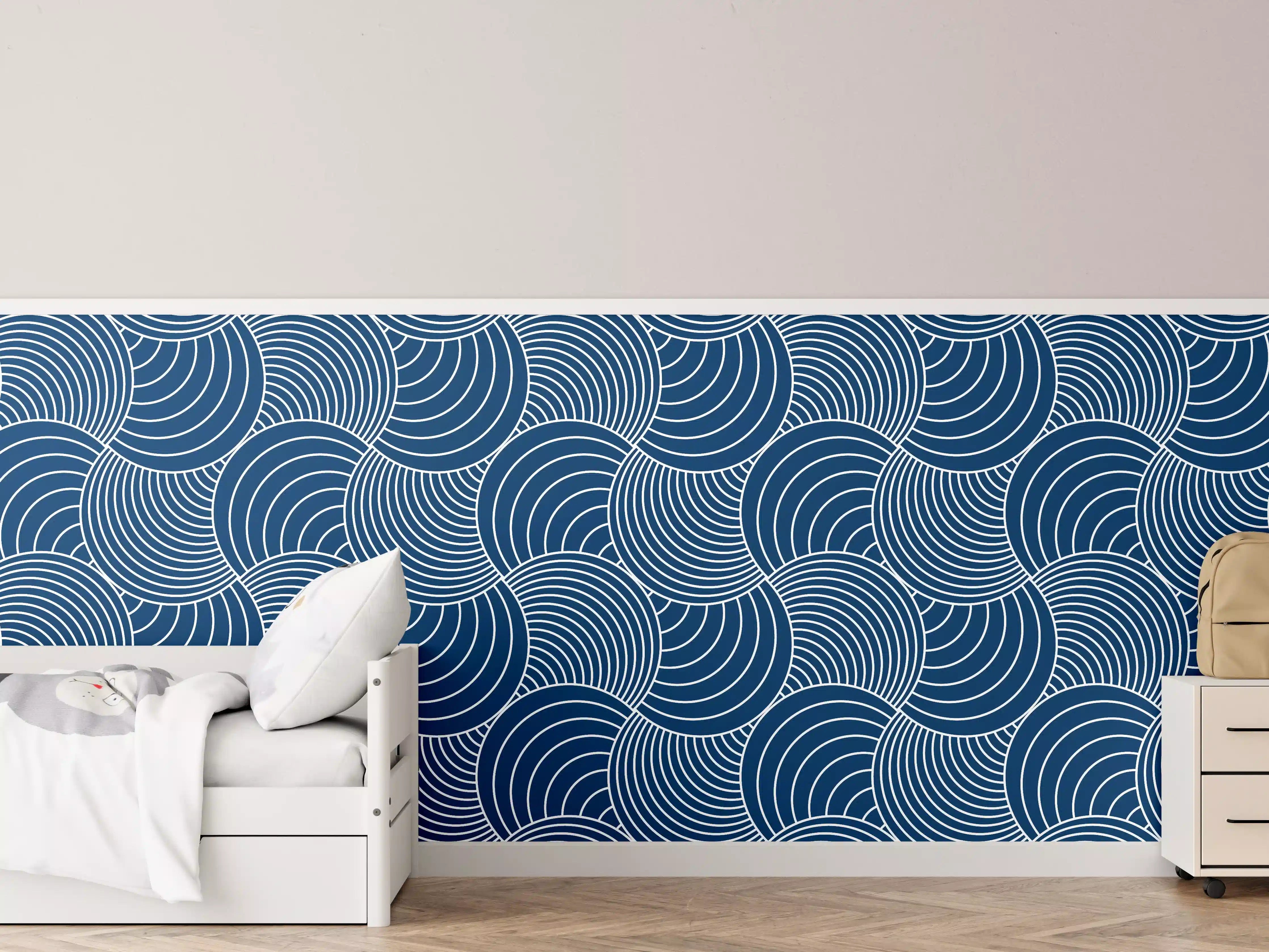 Kinderzimmer Wandgestaltung - Moderne blaue Wellen