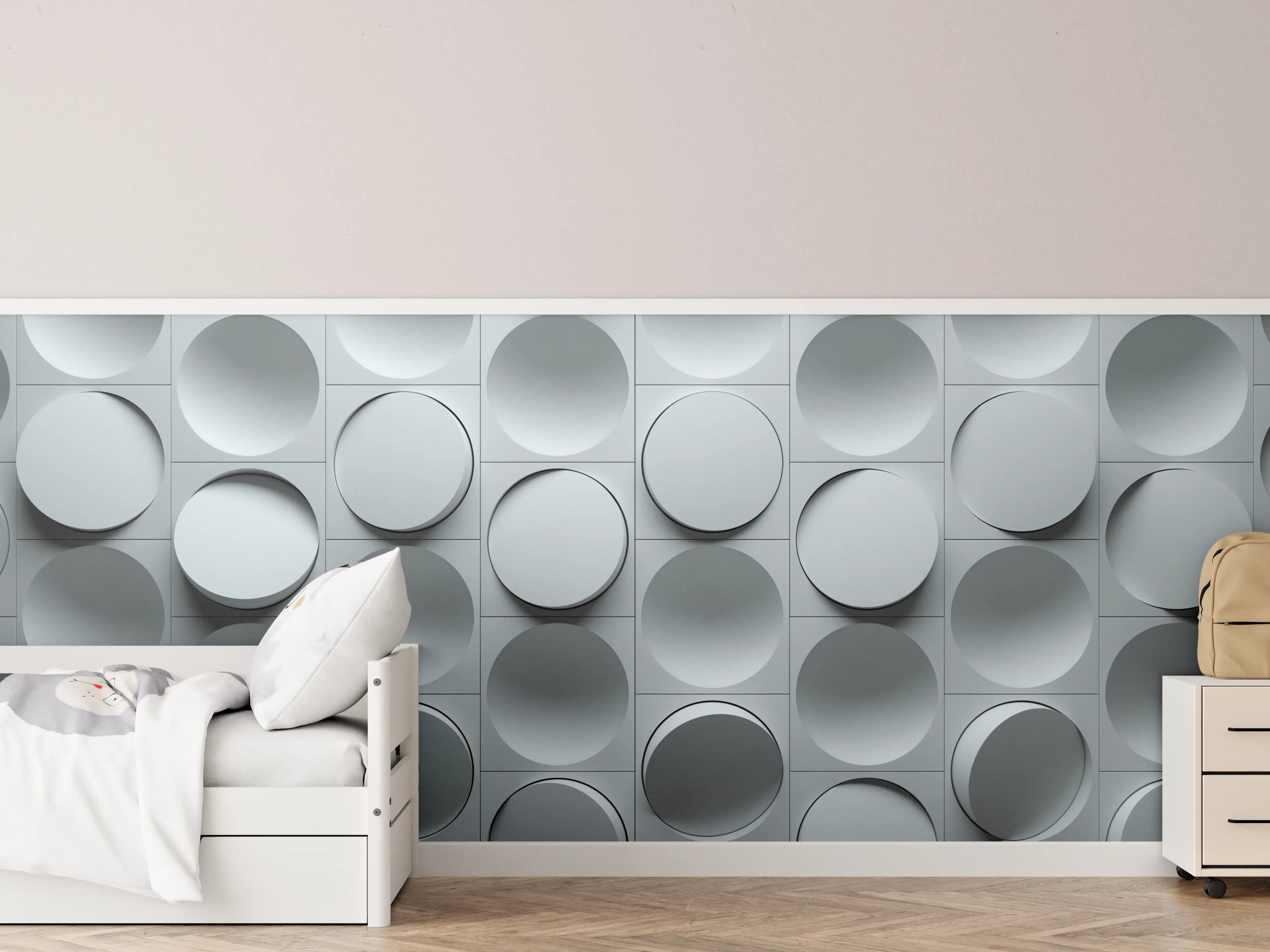 Kinderzimmer Wandgestaltung - Moderne graue Wand mit 3D-Design