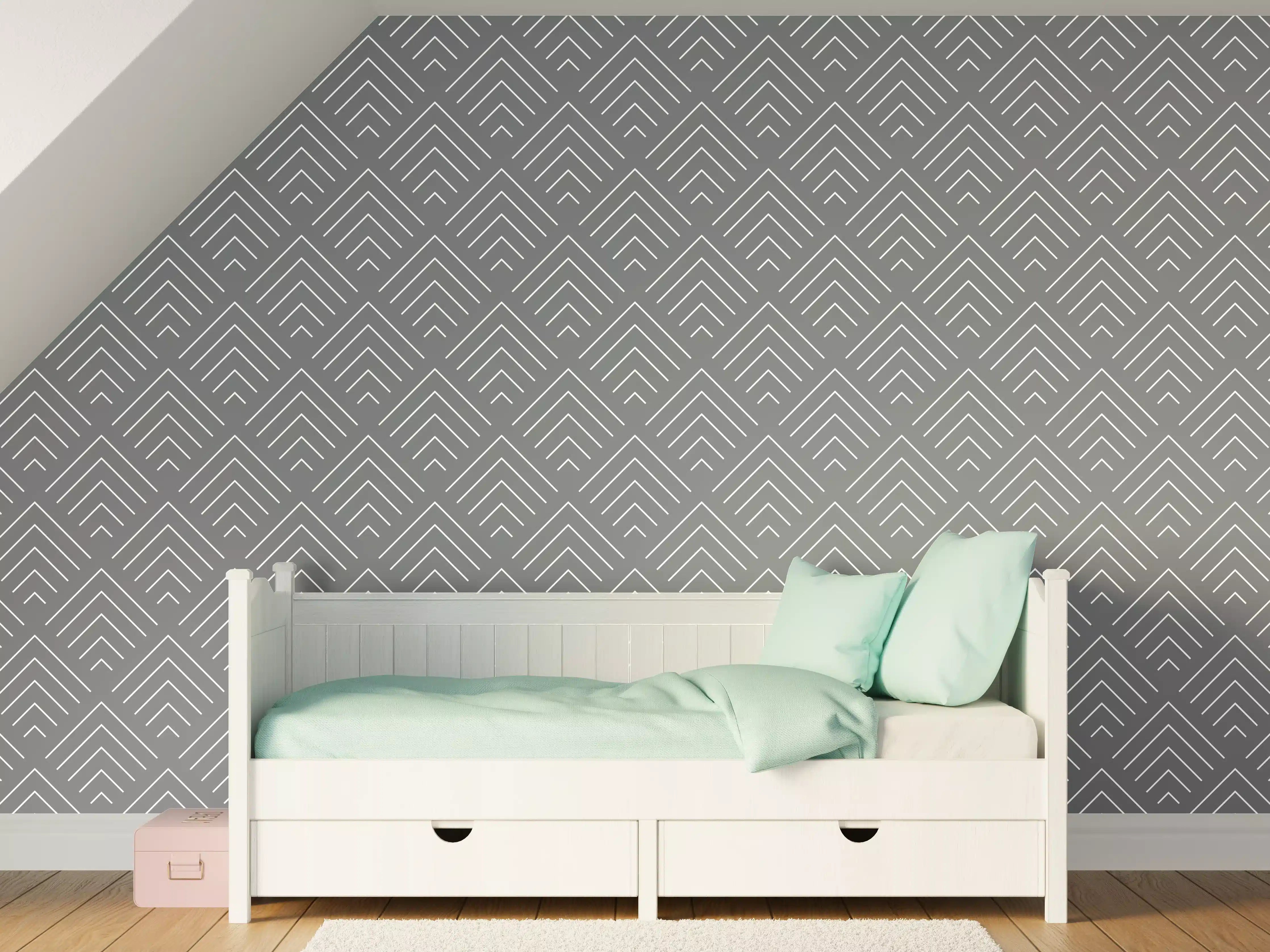 Kinderzimmer Wandgestaltung - Moderne graue geometrische Musterwandgestaltung