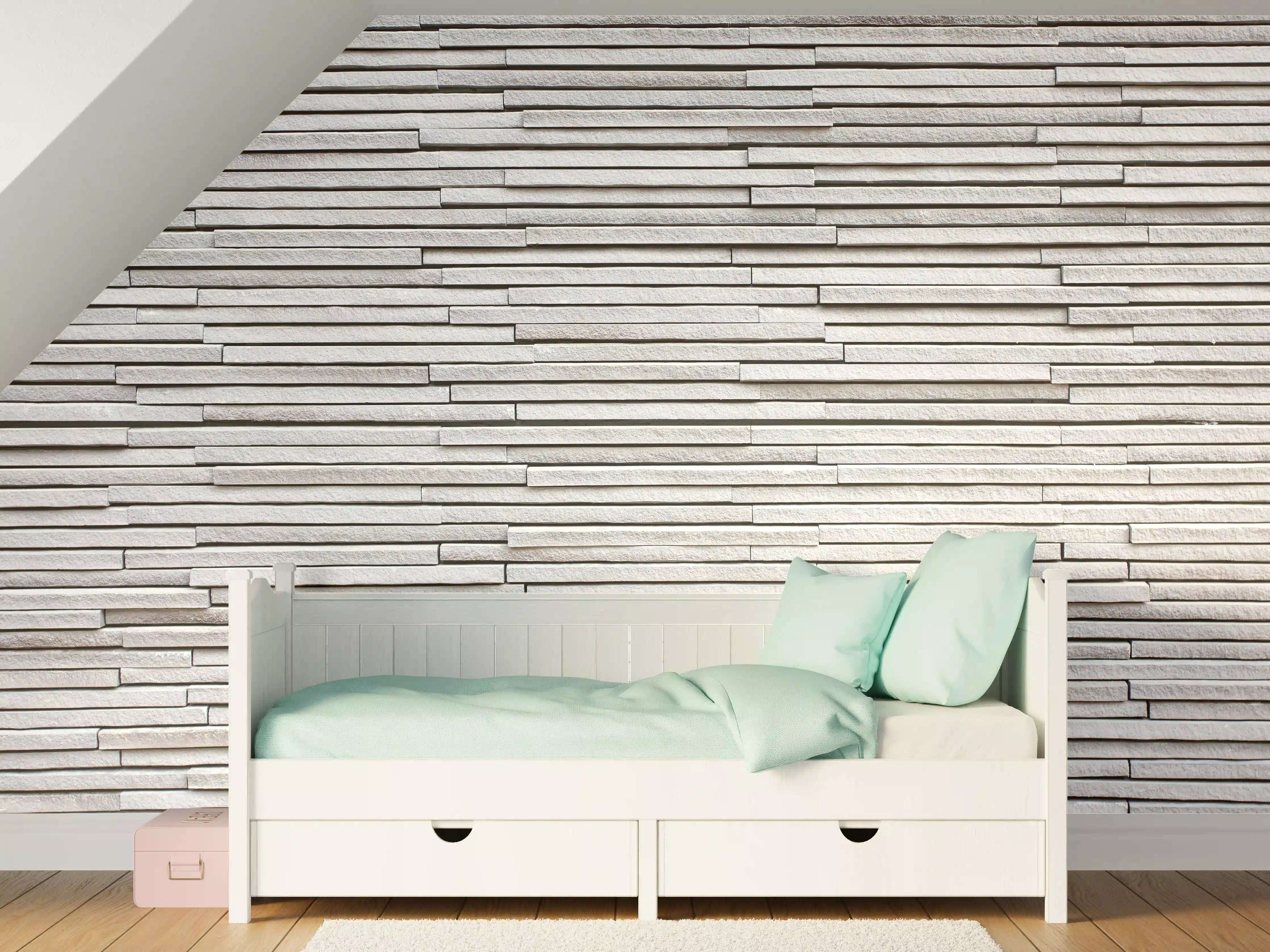 Kinderzimmer Wandgestaltung - Moderne helle Steinwand