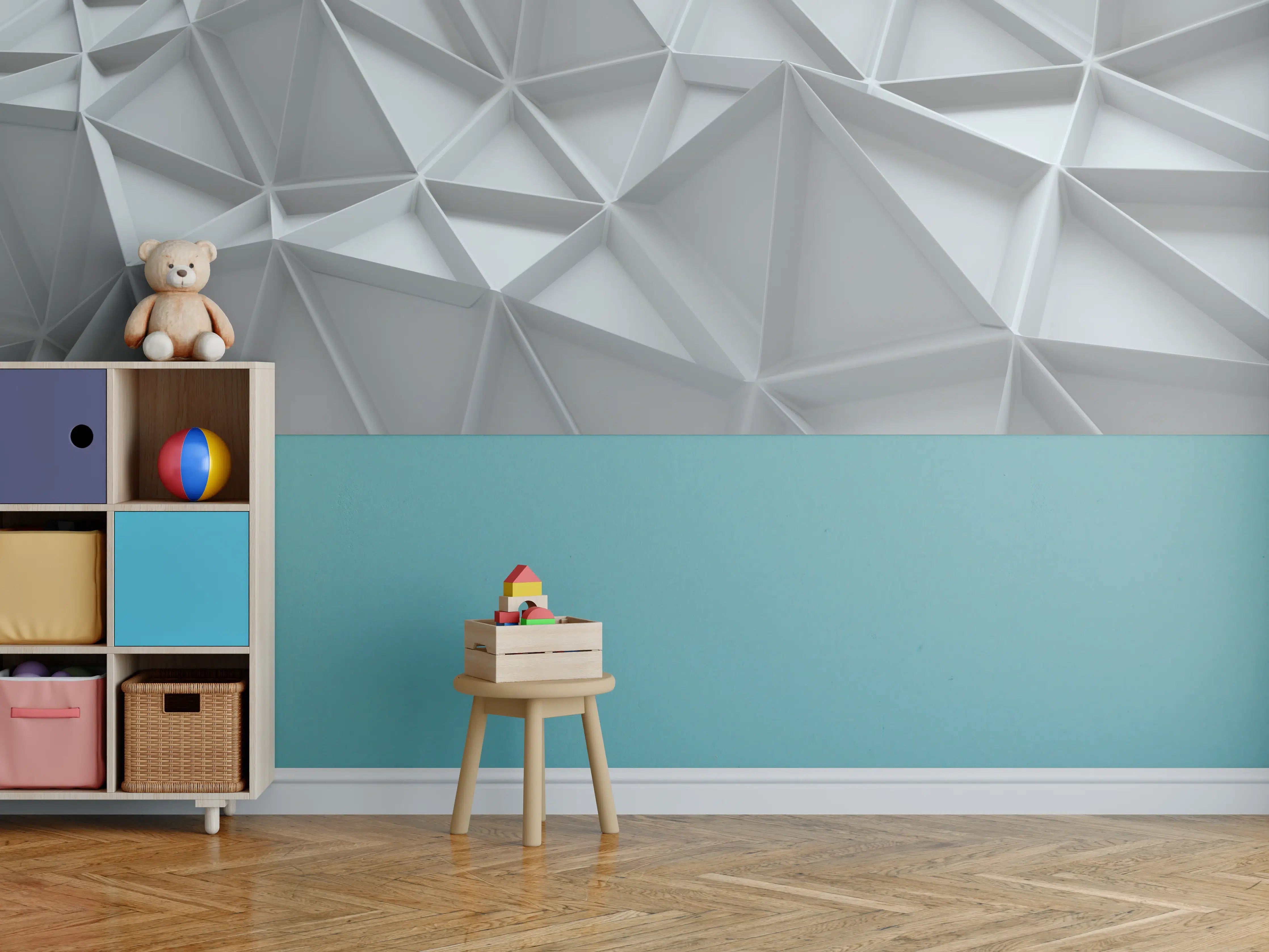 Kinderzimmer Wandgestaltung - Moderne weiße 3D-Wandstruktur