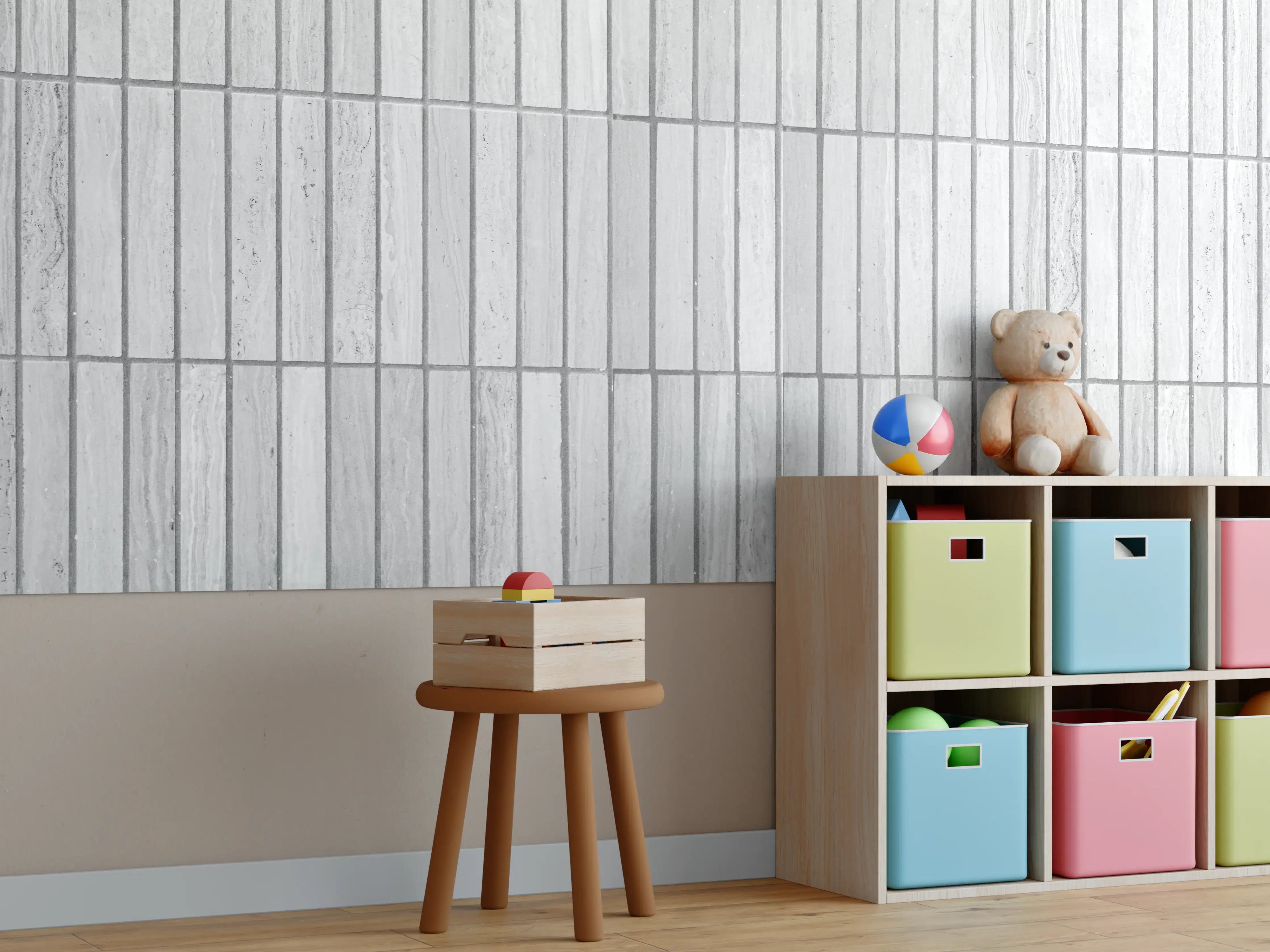 Kinderzimmer Wandgestaltung - Moderne weiße Backsteinmauer 2
