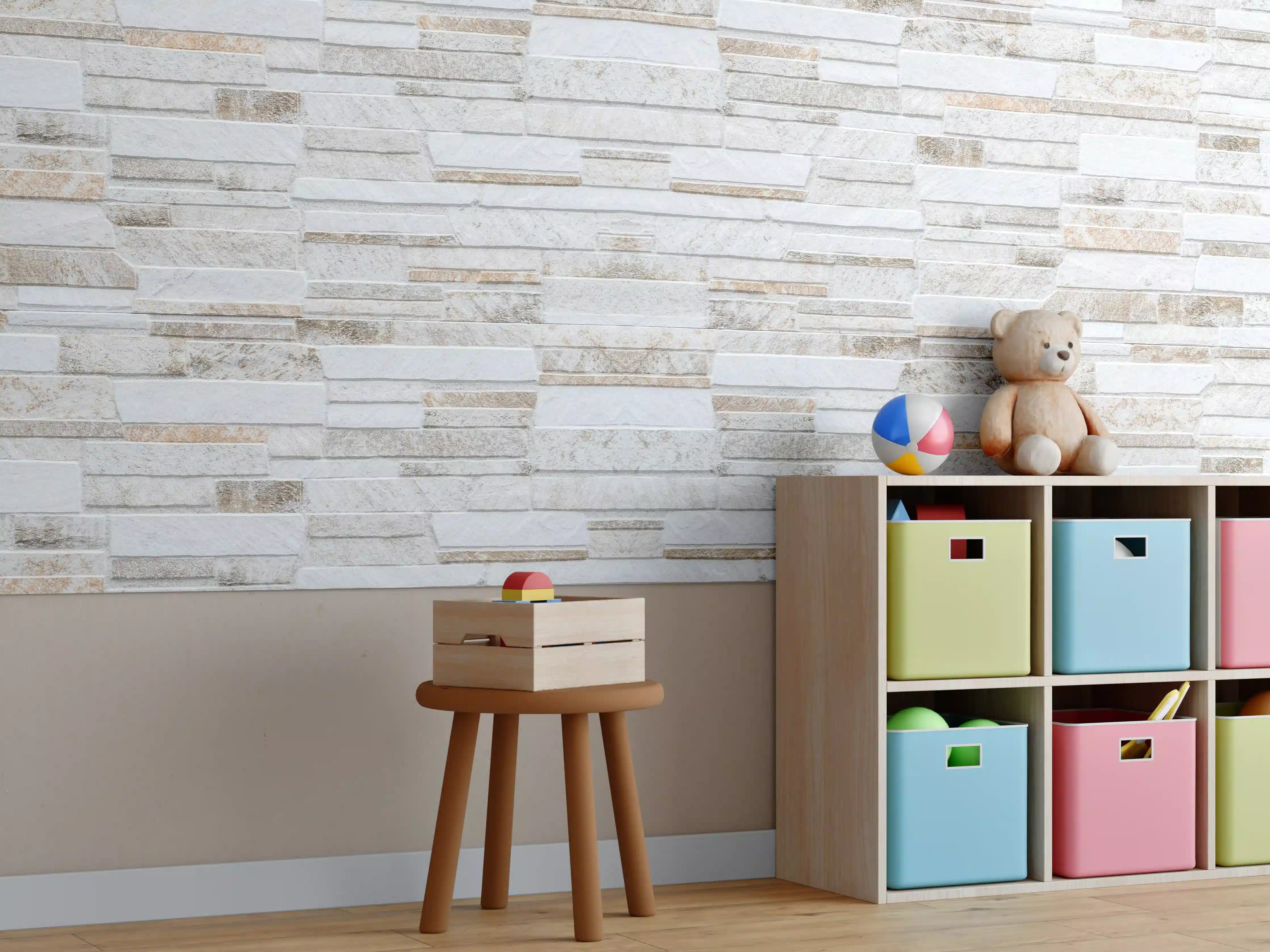 Kinderzimmer Wandgestaltung - Modernen braunen Steinmauer