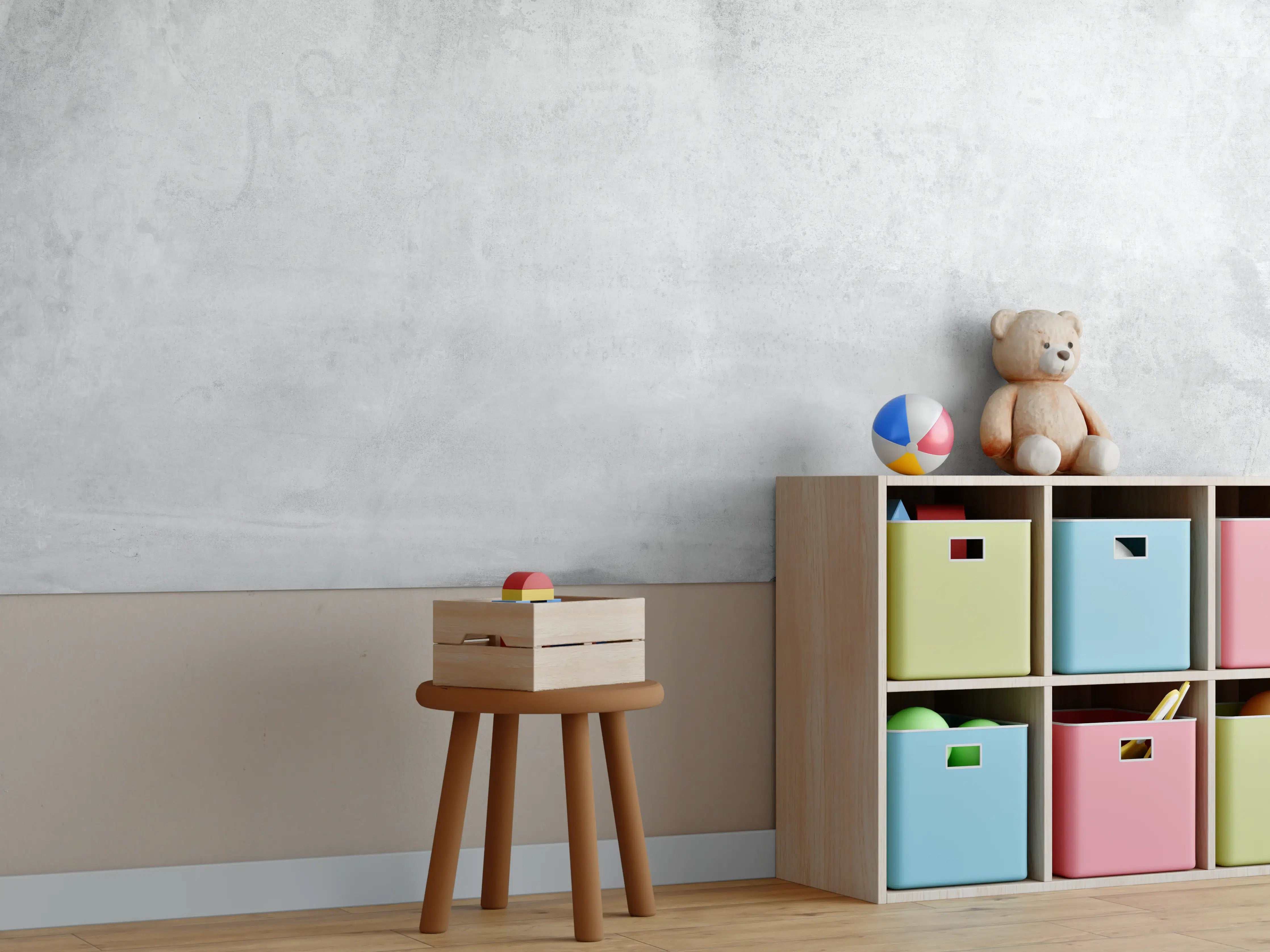 Kinderzimmer Wandgestaltung - Moderner grauer Betoneffekt