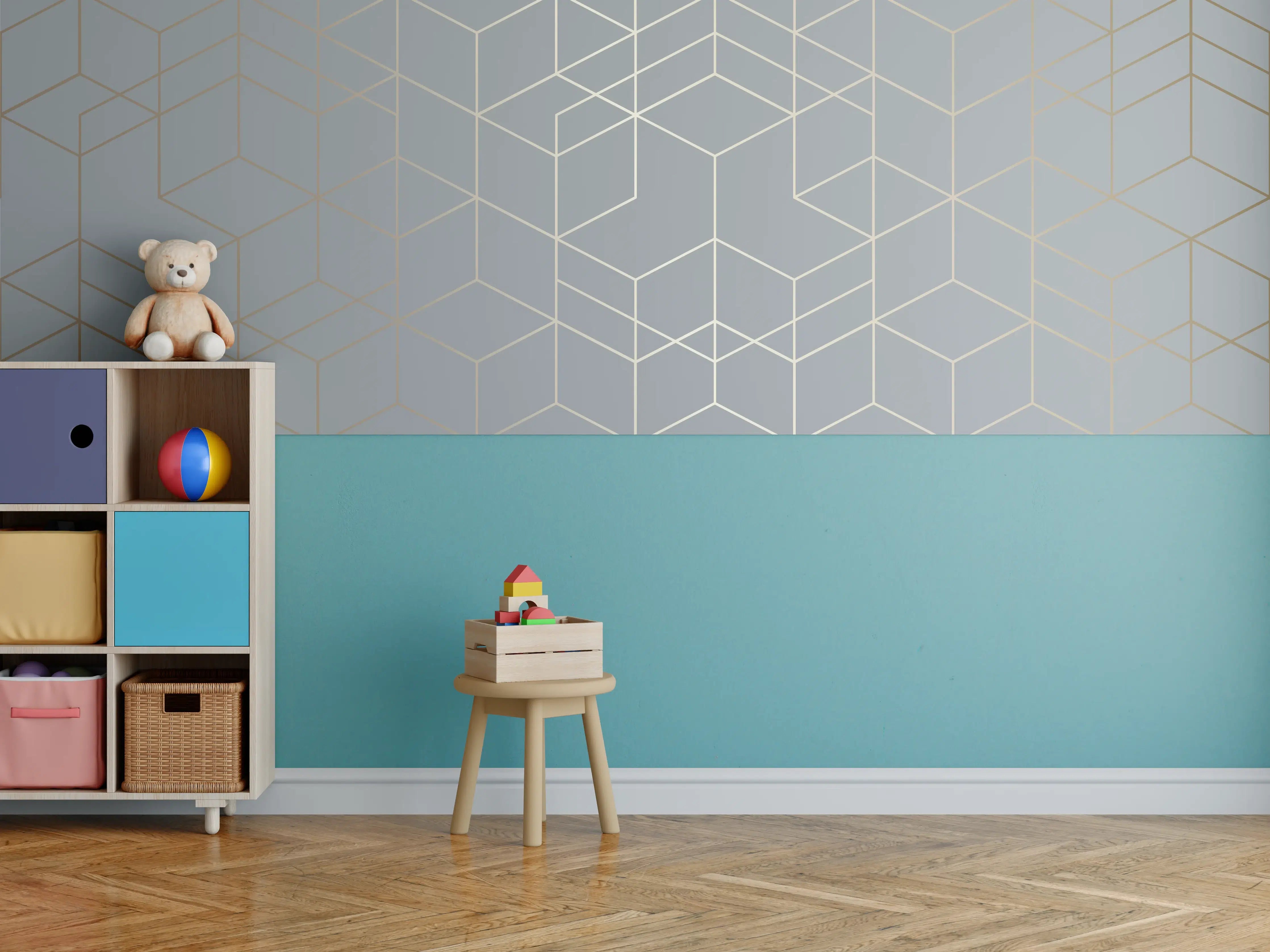 Kinderzimmer Wandgestaltung - Modernes Weiß-Grau-Design
