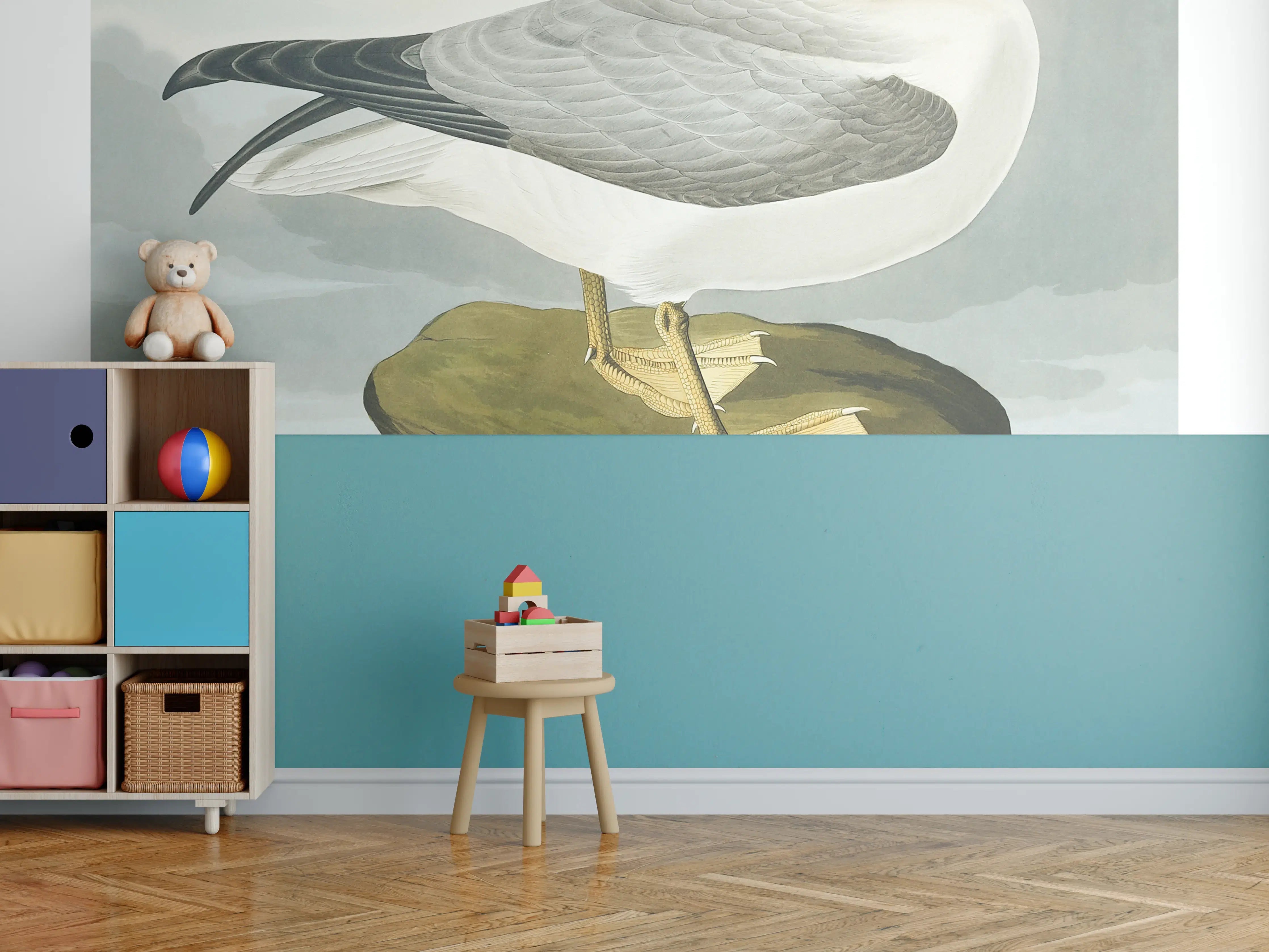Kinderzimmer Wandgestaltung - Möwe im Meer - Robert Havell 