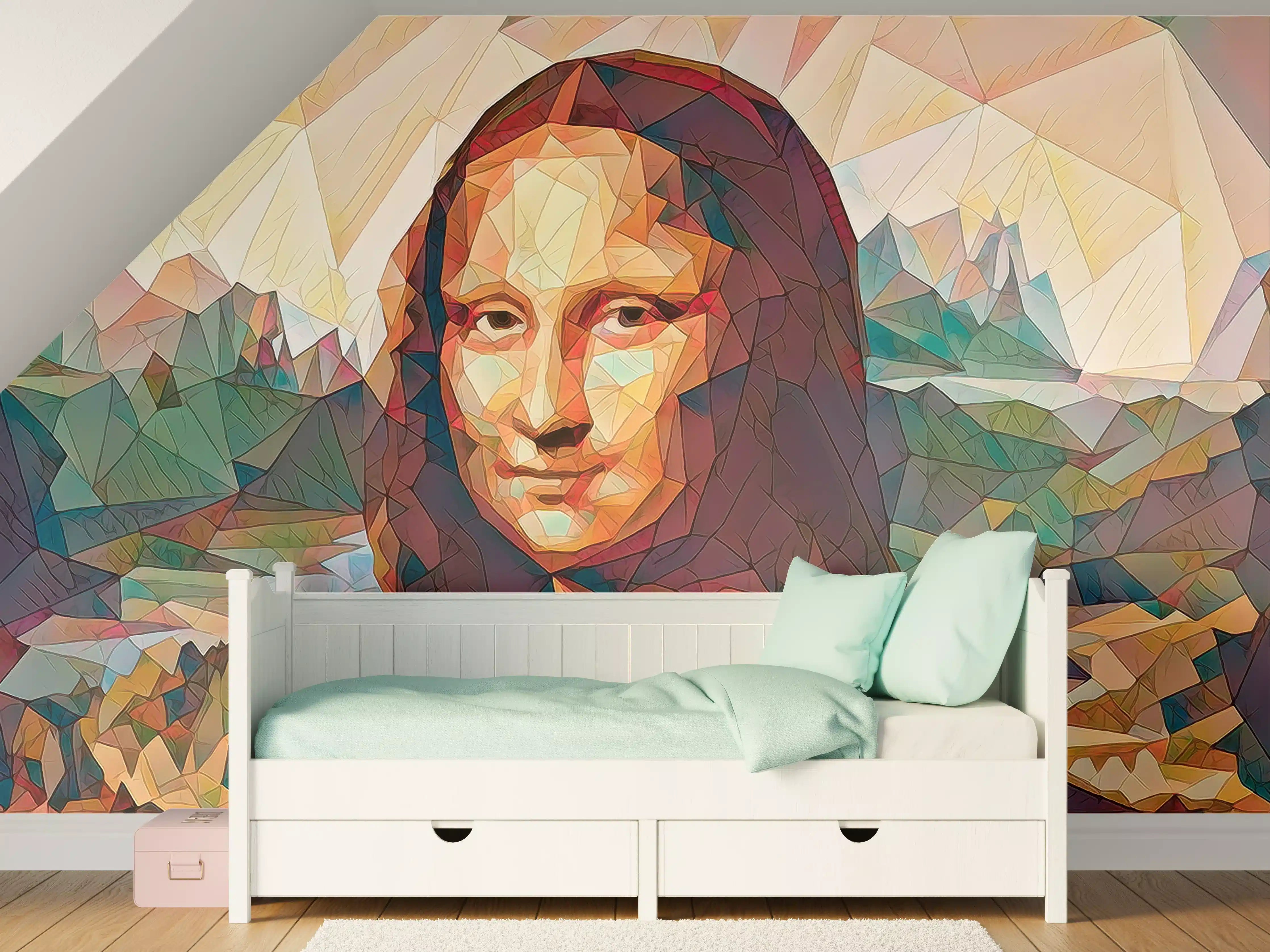 Kinderzimmer Wandgestaltung - Mona Lisa in moderner Geometrie