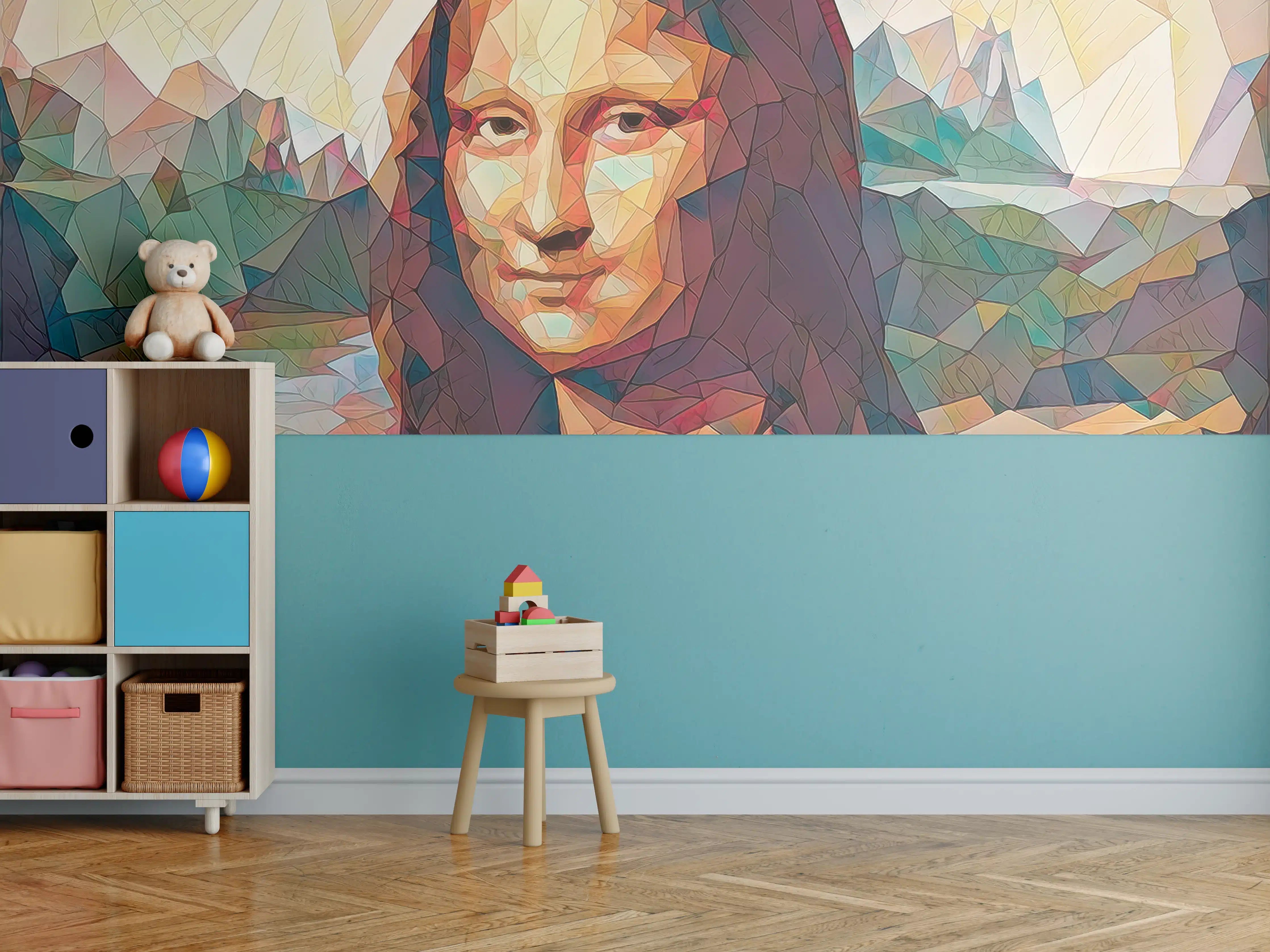Kinderzimmer Wandgestaltung - Mona Lisa in moderner Geometrie