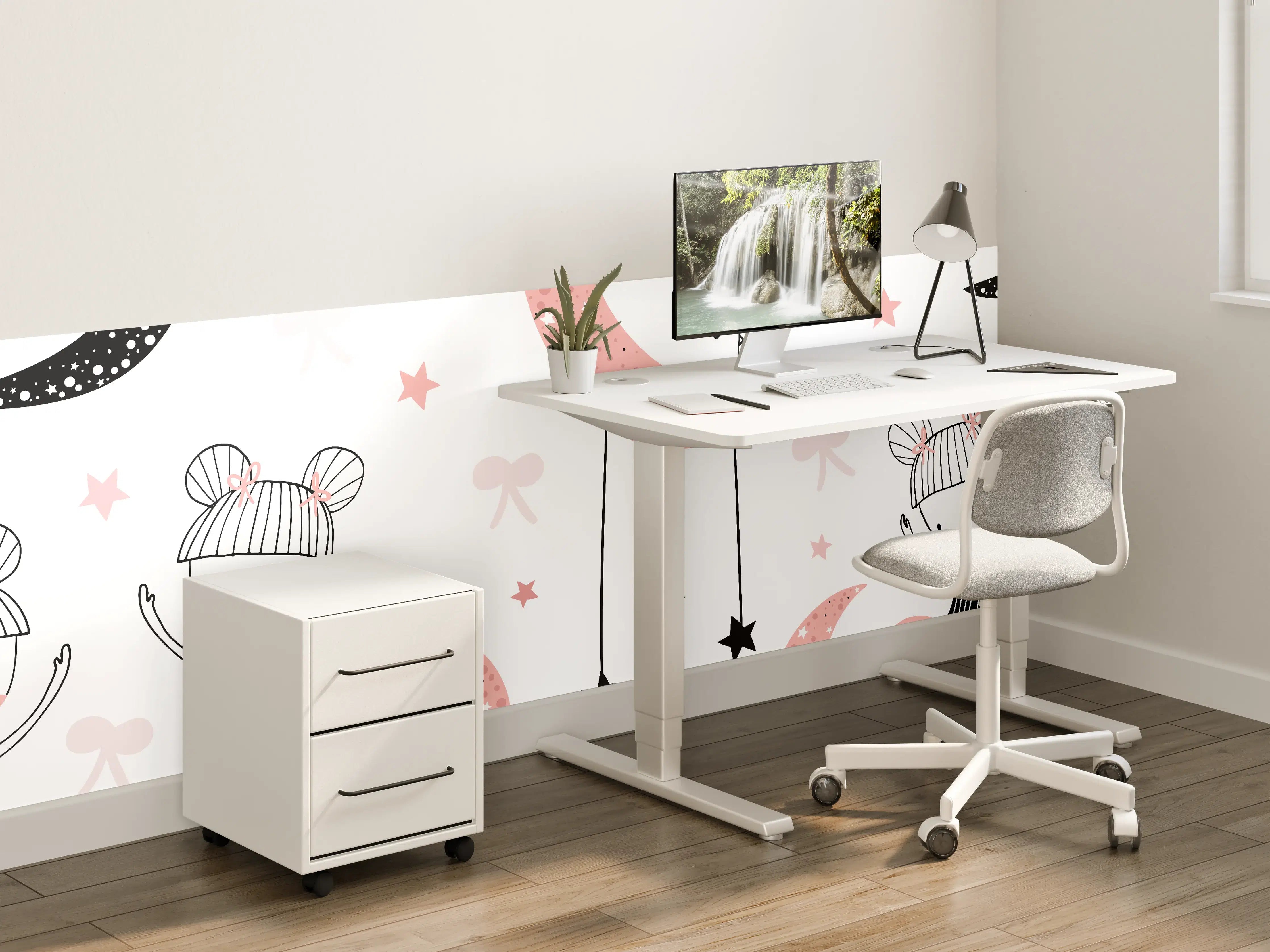 Kinderzimmer Wandgestaltung - Mond Tanzende Mädchen Schwarz Weiß