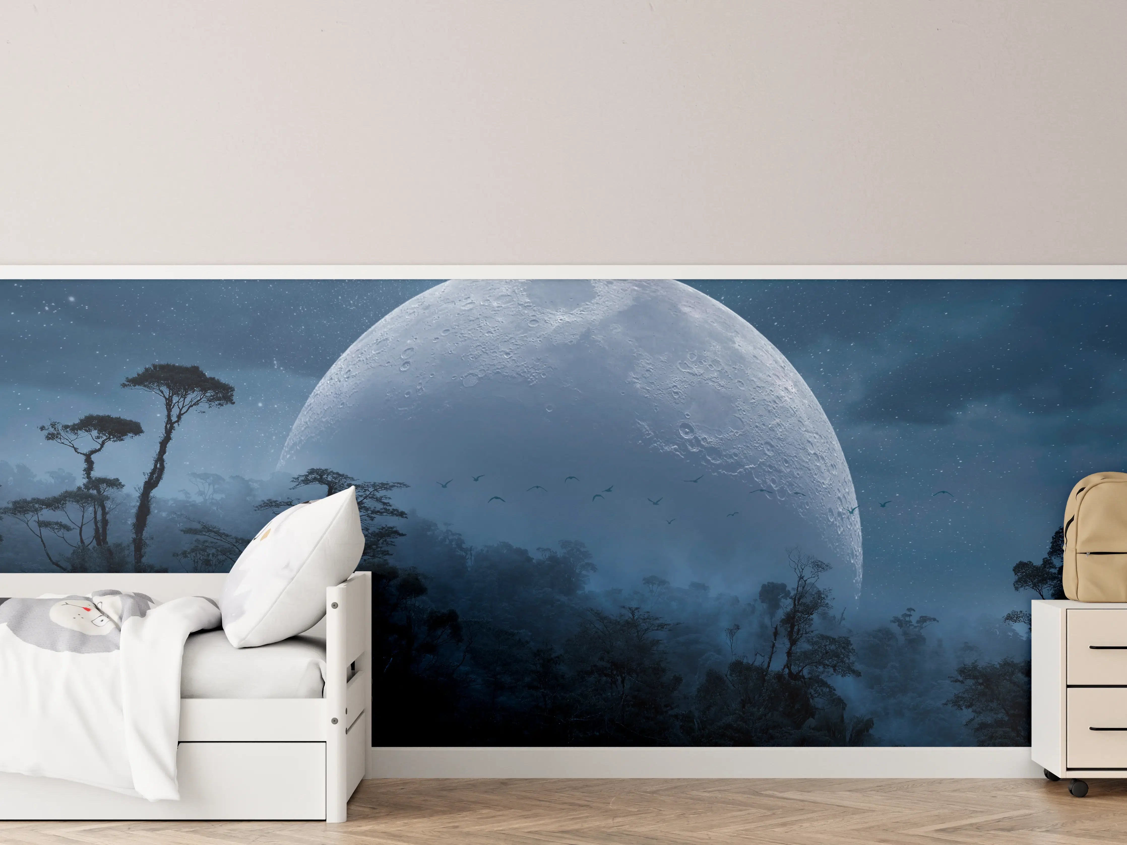 Kinderzimmer Wandgestaltung - Mondlicht Dschungel Panorama