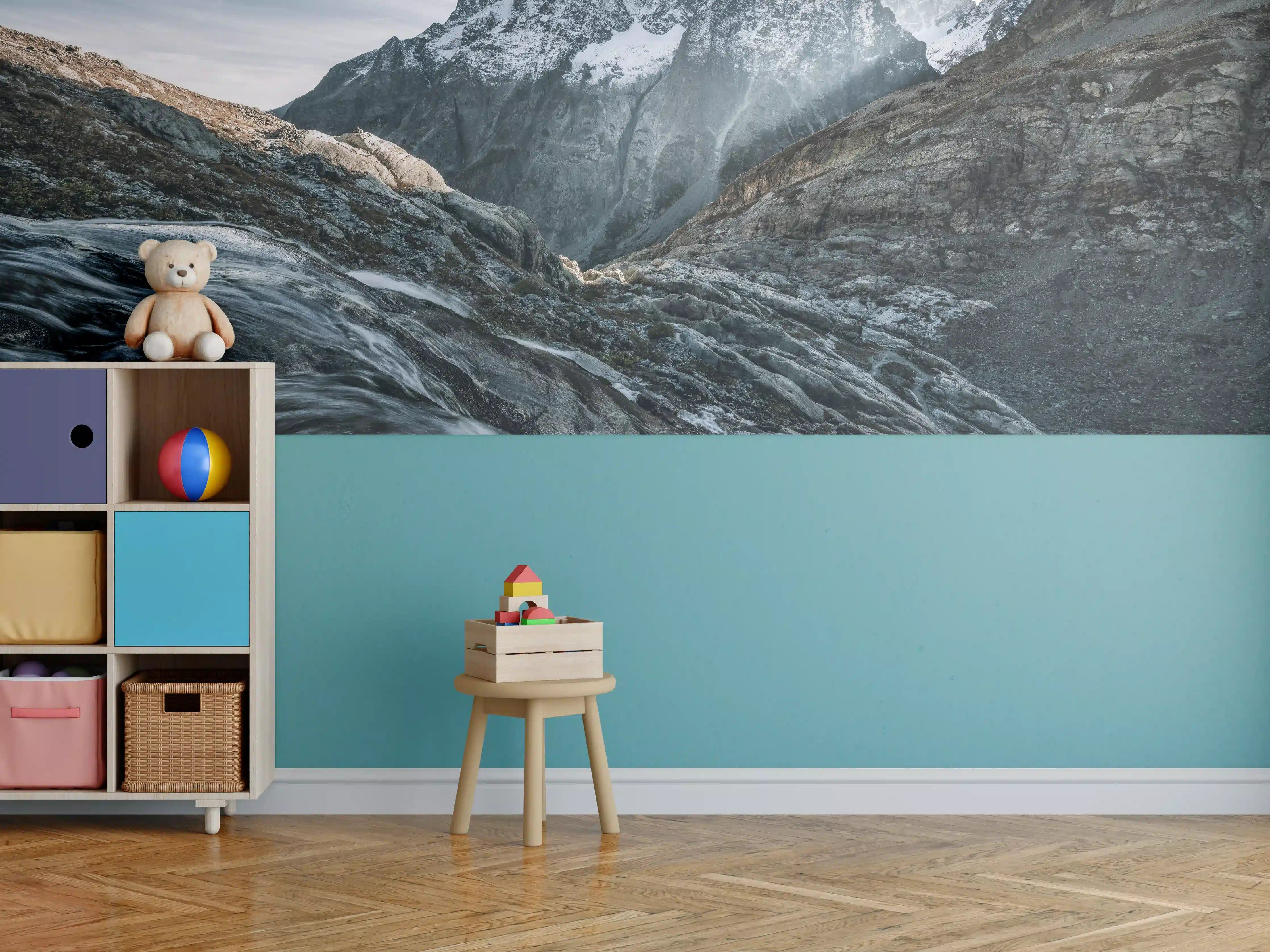 Kinderzimmer Wandgestaltung - Monochrome Berglandschaft