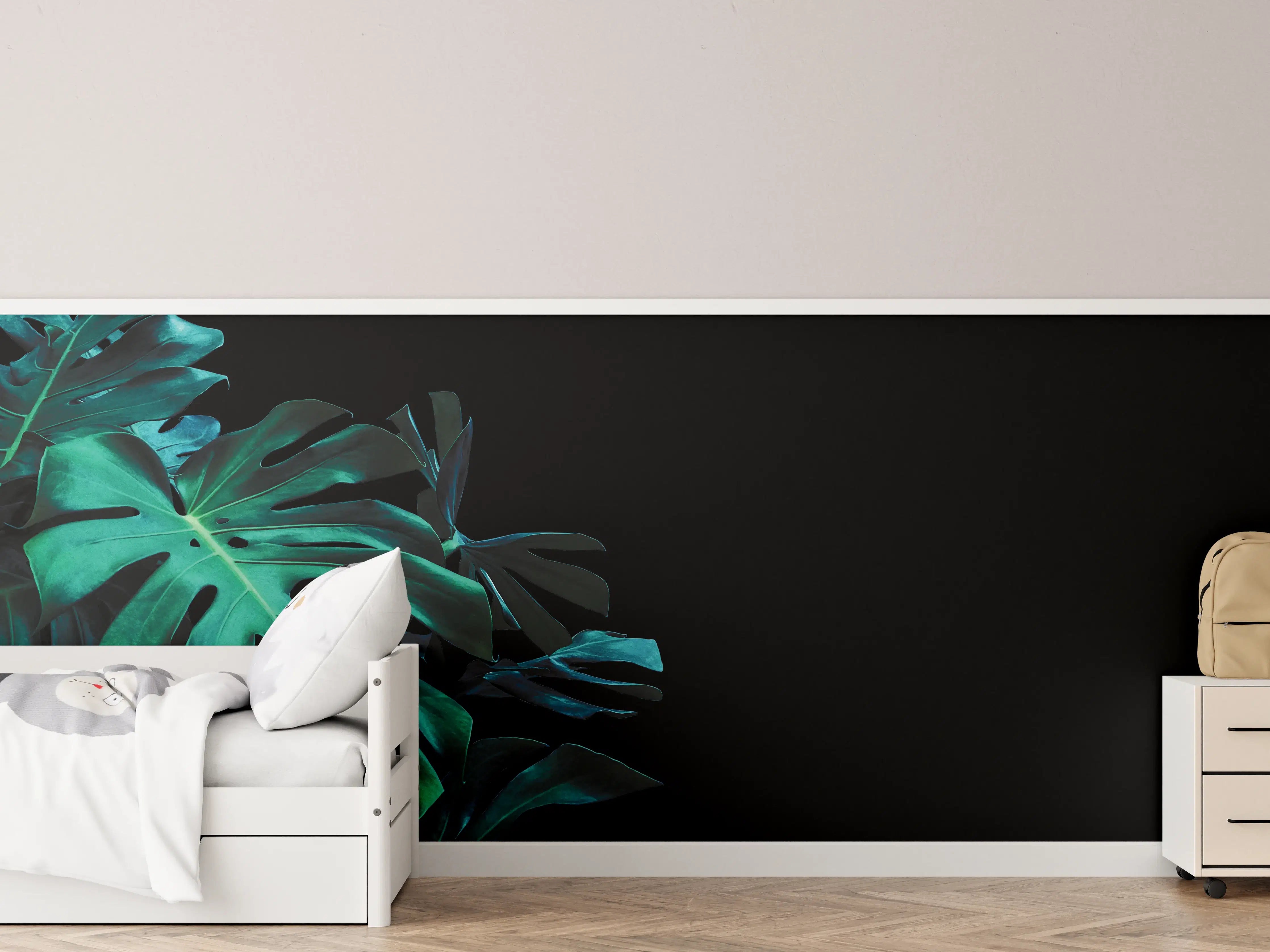 Kinderzimmer Wandgestaltung - Monstera deliciosa - tropische Blätter