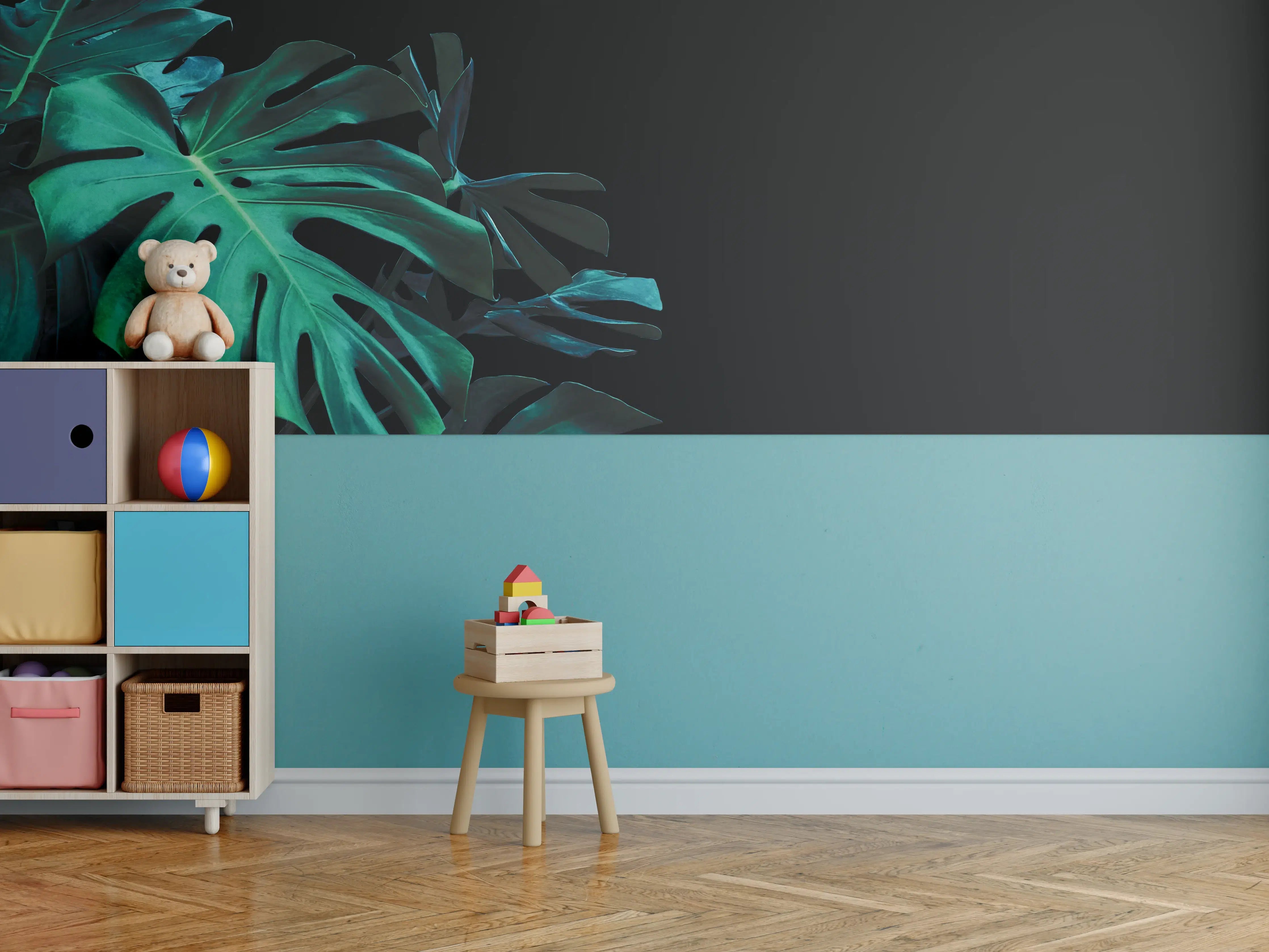 Kinderzimmer Wandgestaltung - Monstera deliciosa - tropische Blätter