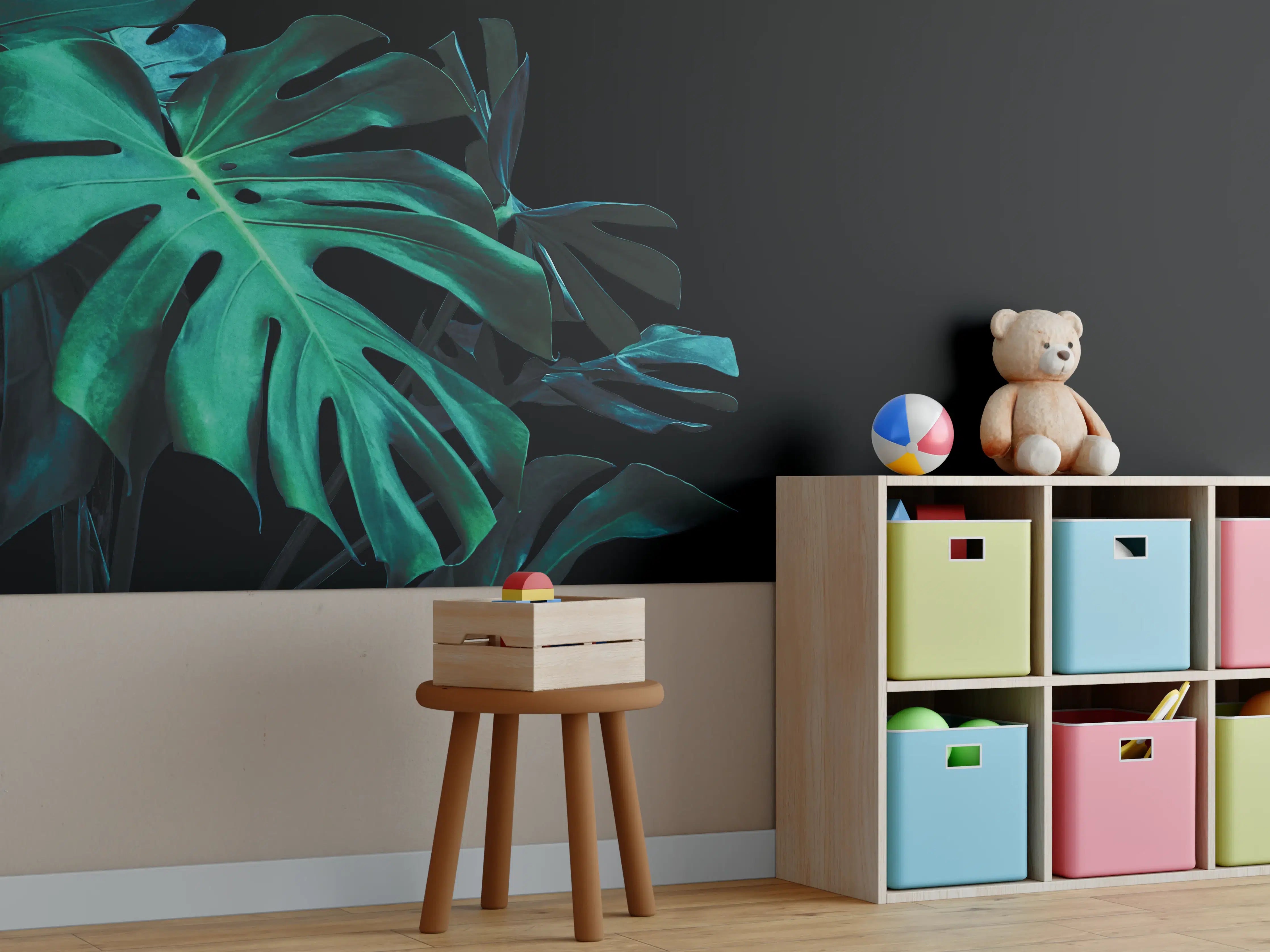 Kinderzimmer Wandgestaltung - Monstera deliciosa - tropische Blätter