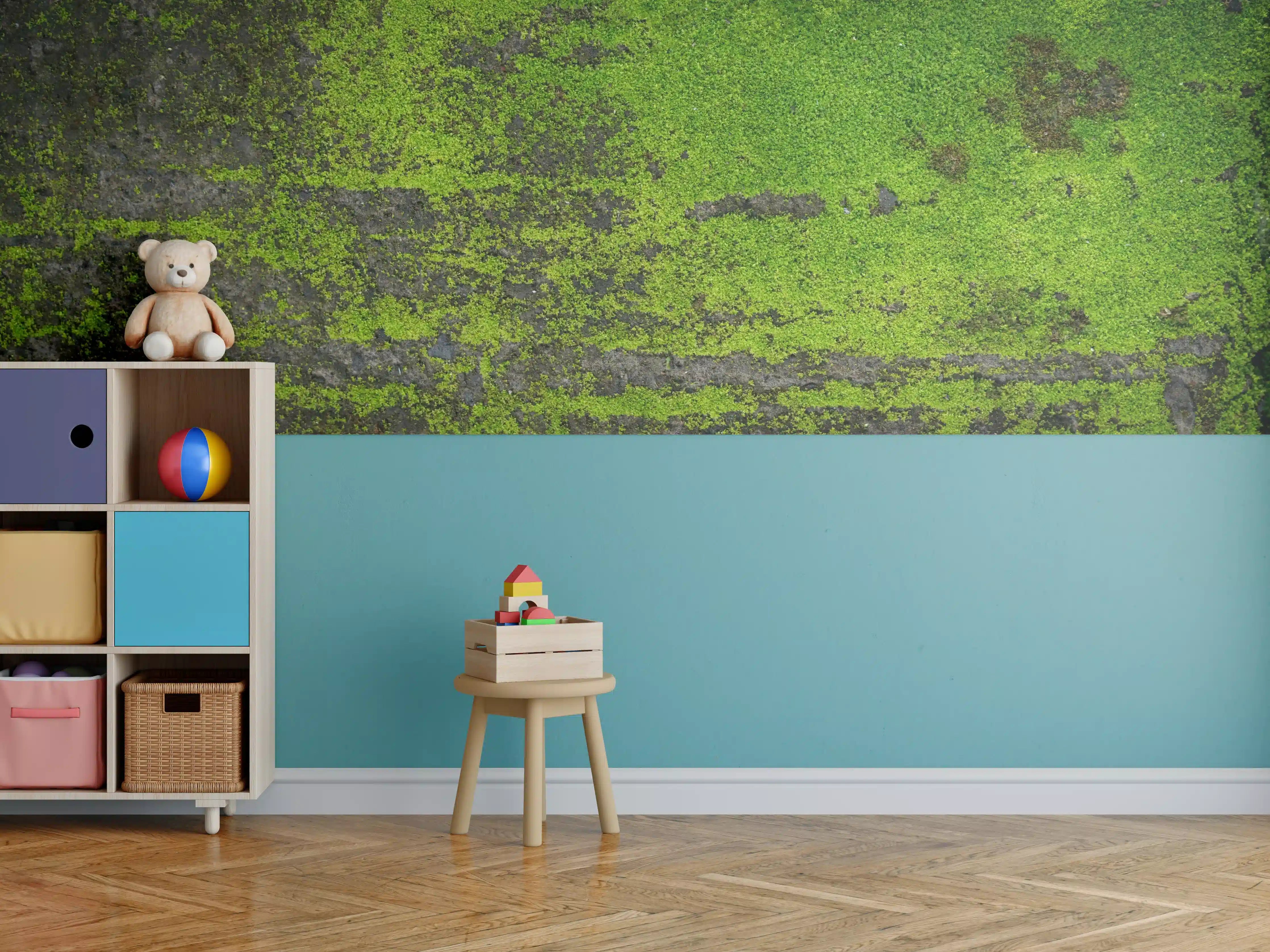 Kinderzimmer Wandgestaltung - Moosgrün Grunge Textur Banner