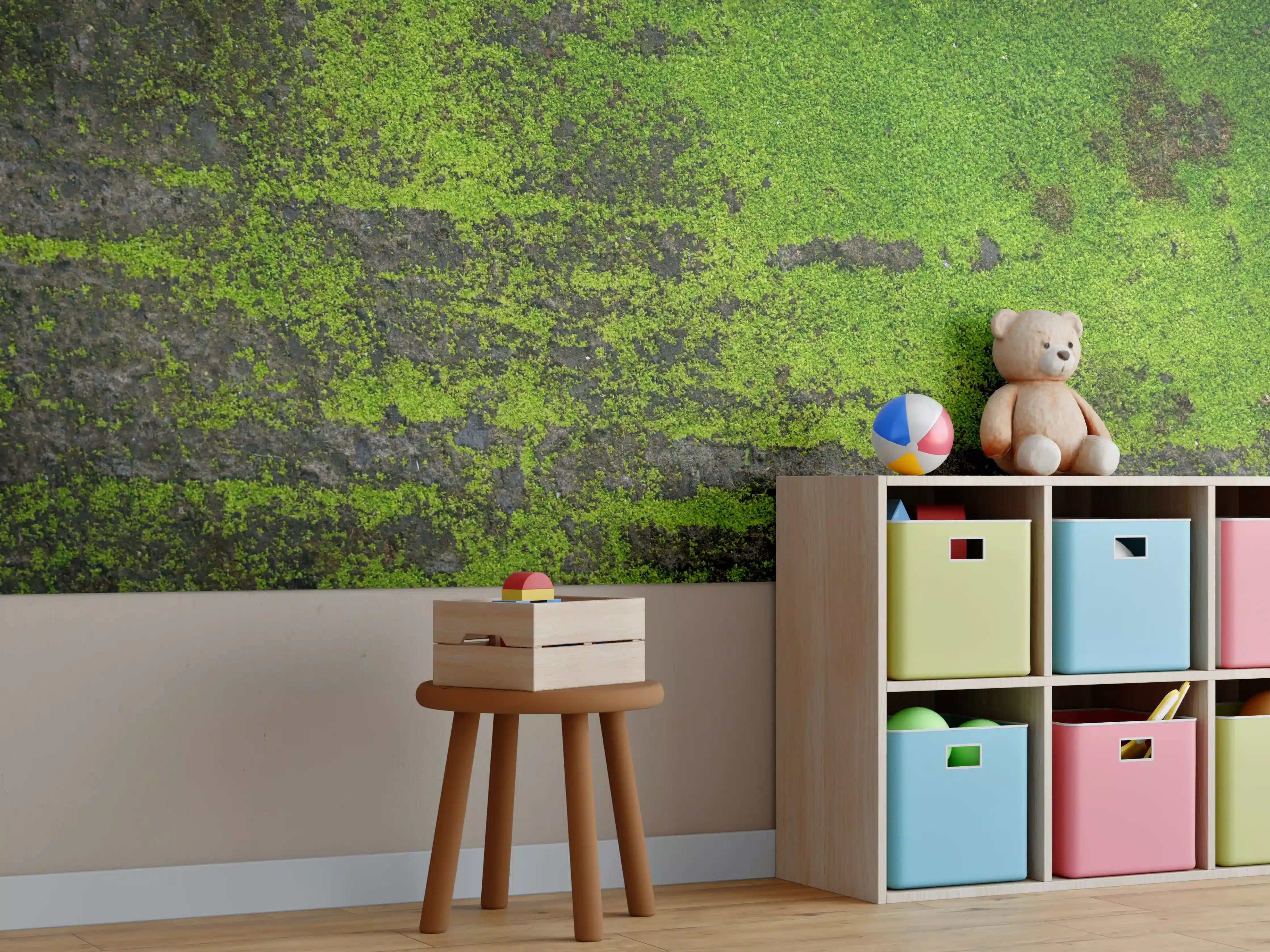 Kinderzimmer Wandgestaltung - Moosgrün Grunge Textur Banner