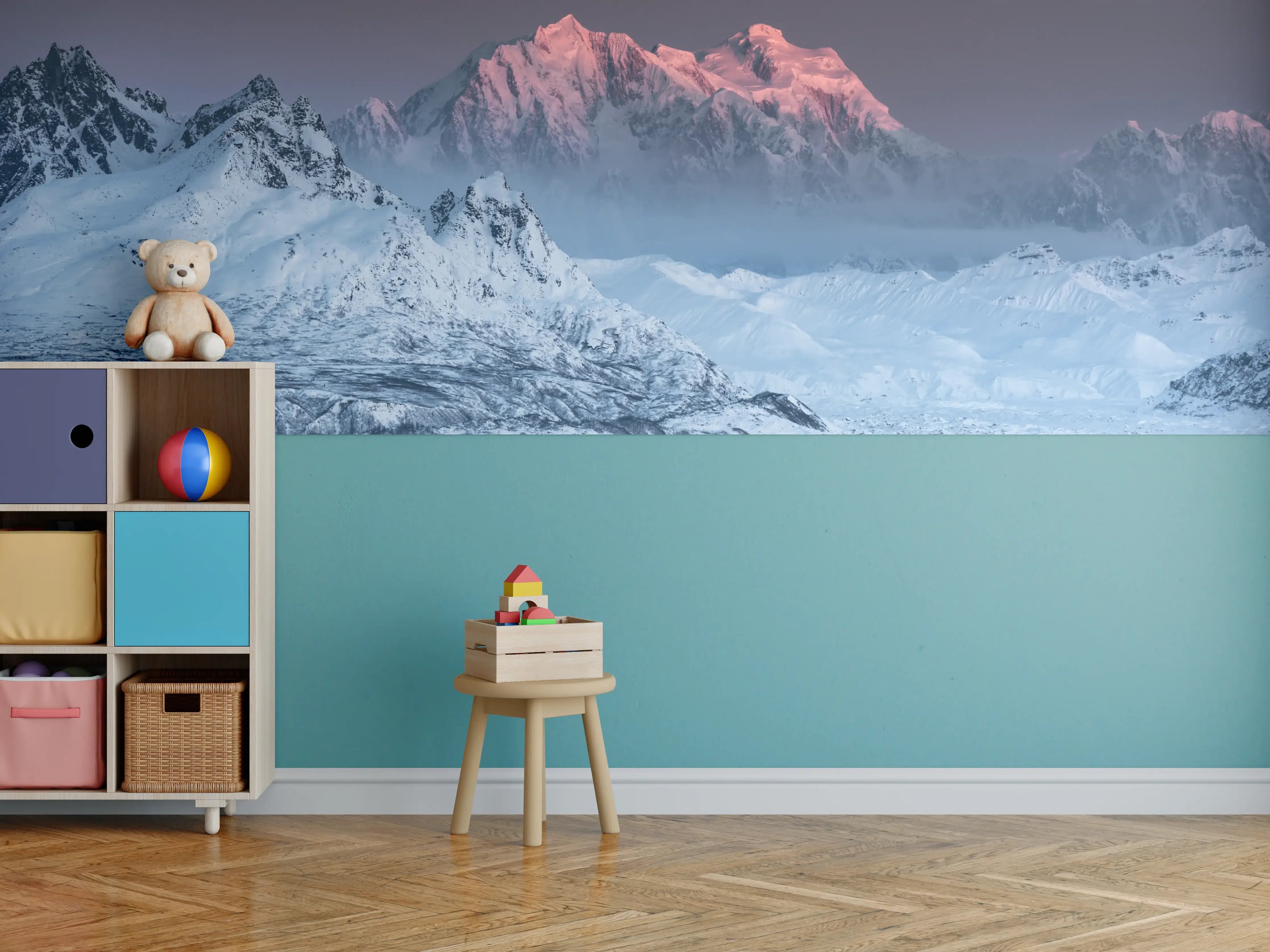Kinderzimmer Wandgestaltung - Morgenlicht auf grauem Gipfel