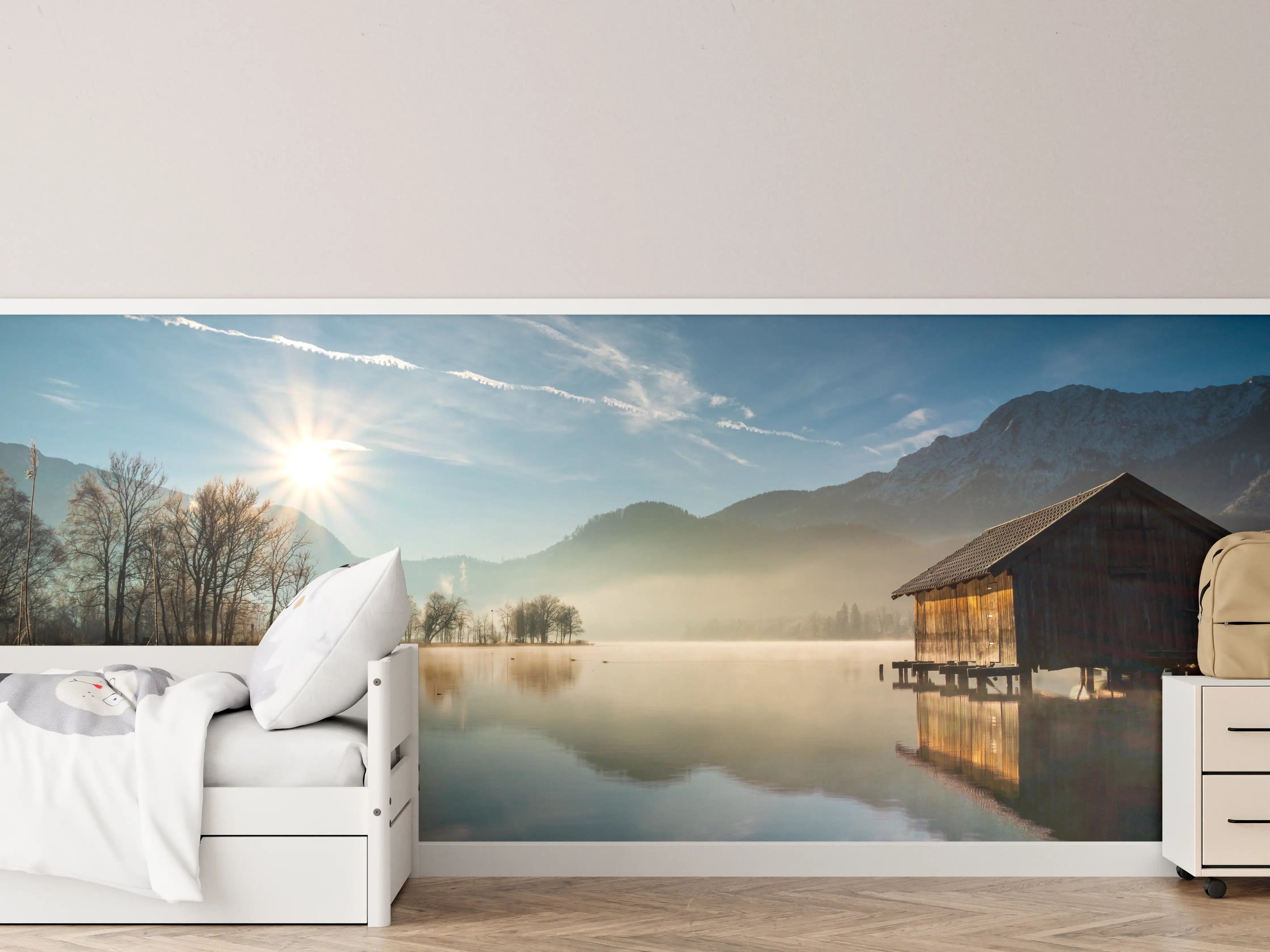 Kinderzimmer Wandgestaltung - Morgensonnenblick über Bayerischen Kochelsee