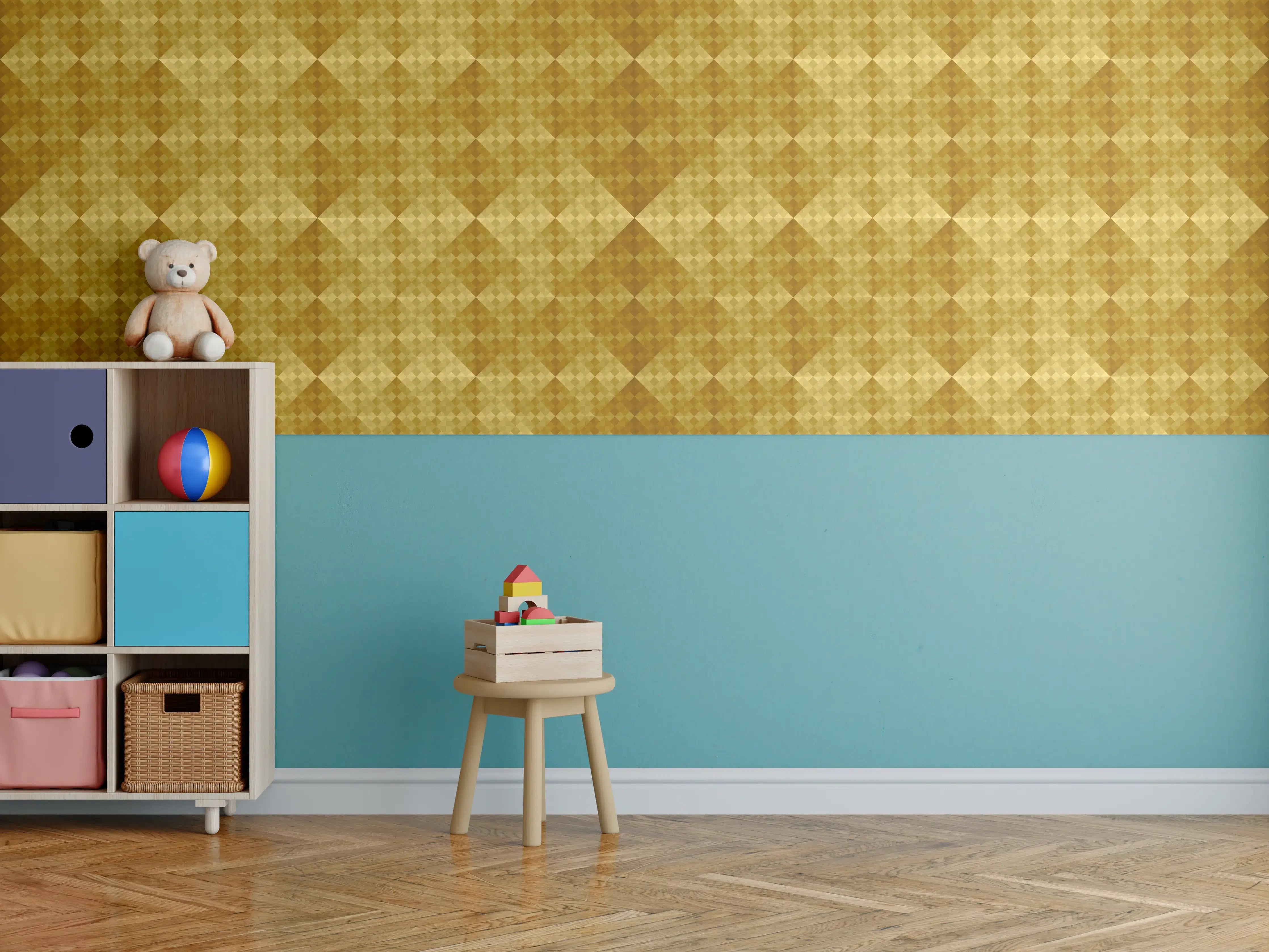 Kinderzimmer Wandgestaltung - Mosaik Motiv - Goldfolie