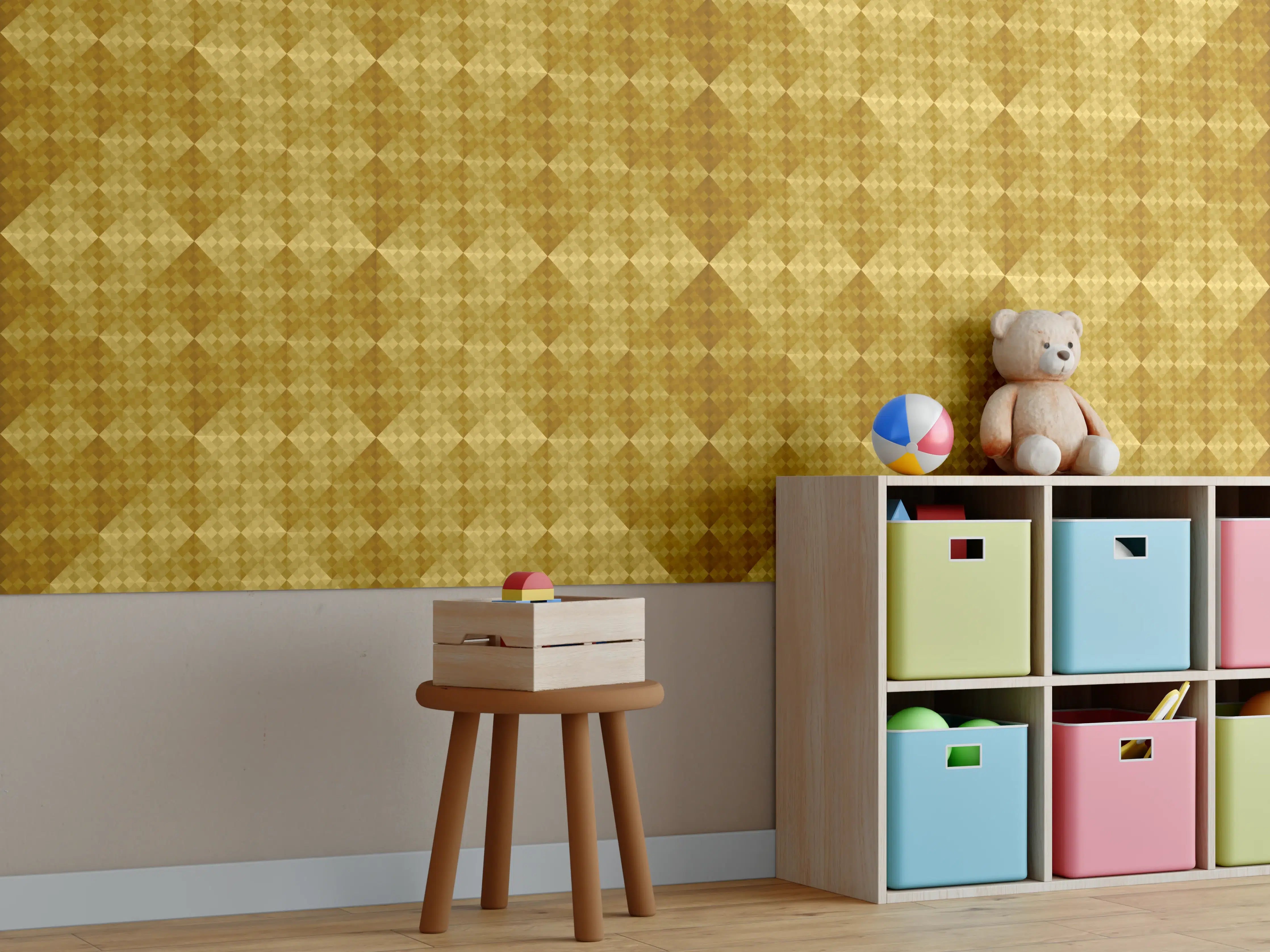 Kinderzimmer Wandgestaltung - Mosaik Motiv - Goldfolie