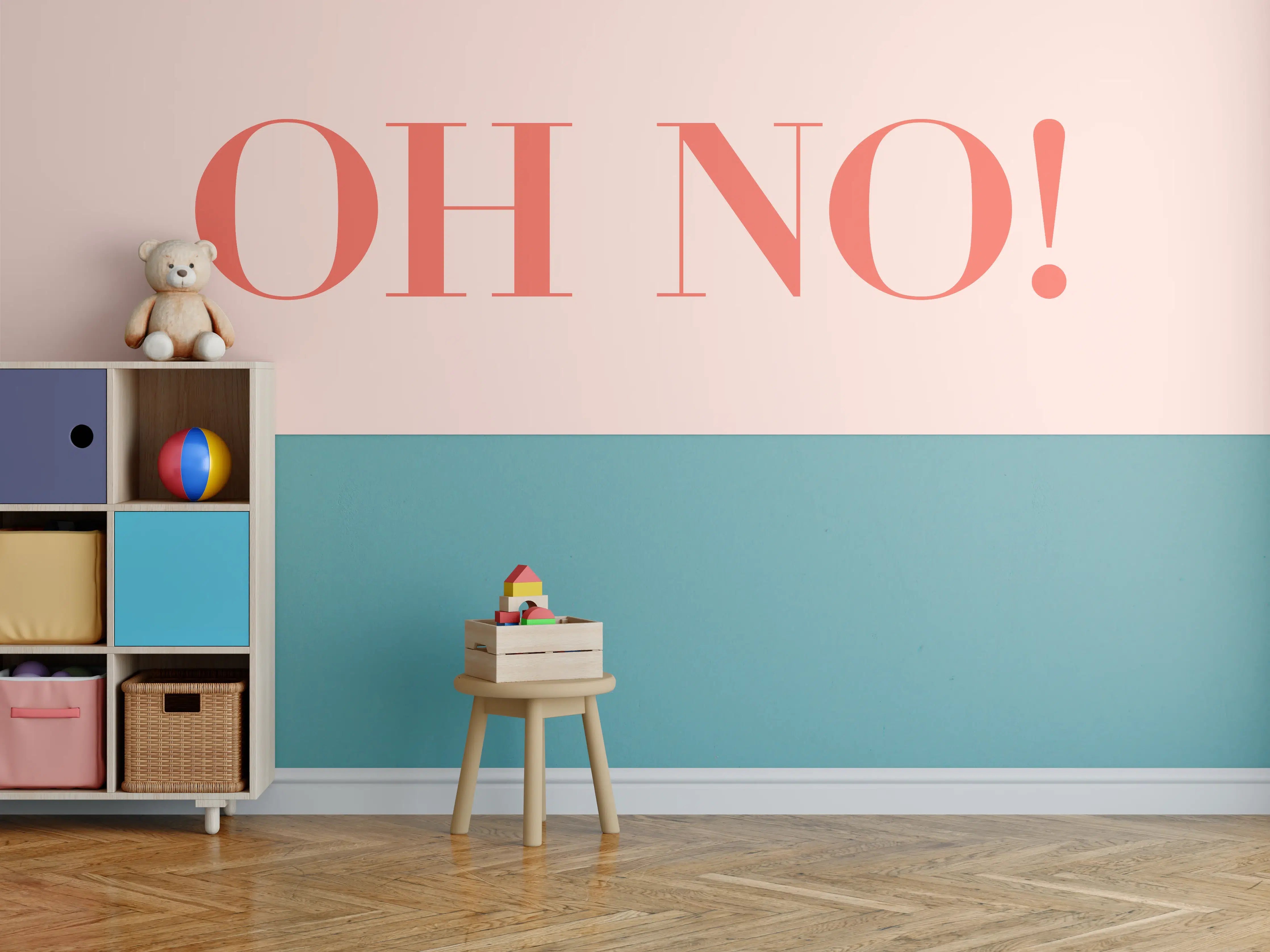 Kinderzimmer Wandgestaltung - Motivational Oh No! Quote Rosa