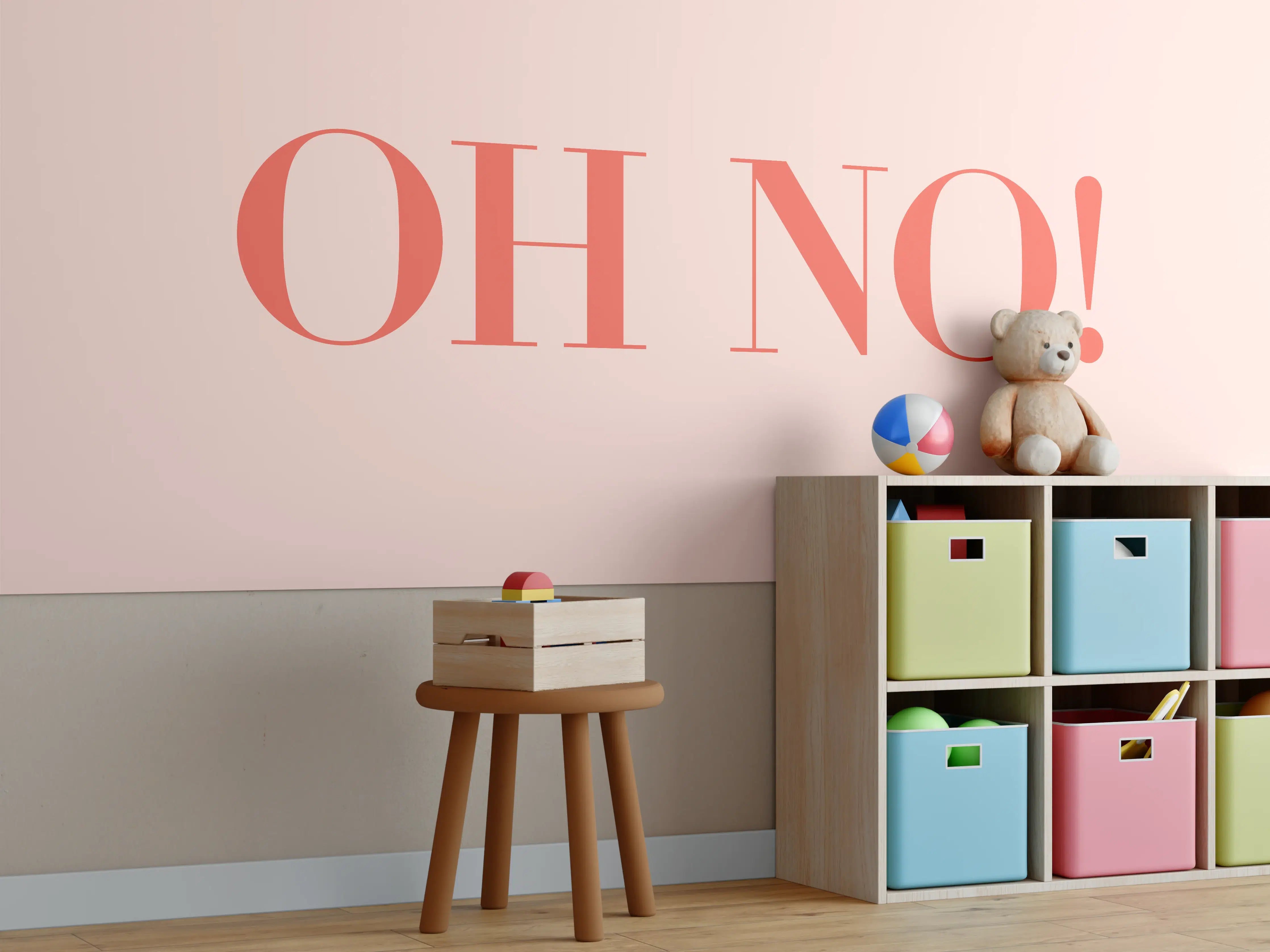 Kinderzimmer Wandgestaltung - Motivational Oh No! Quote Rosa